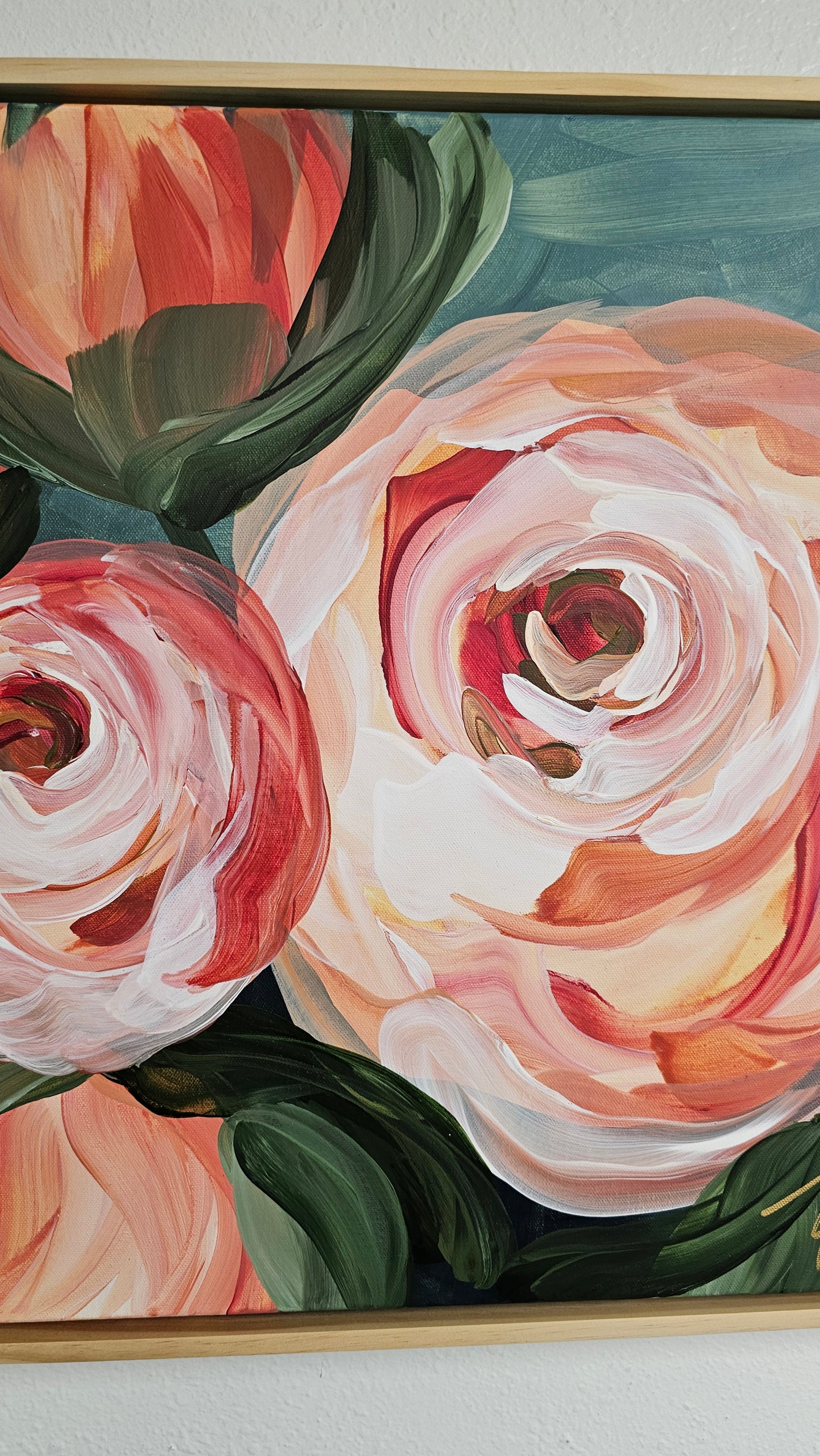 "Buds"#3 Rose Flower Painting by Zoe White _ Acrylic on canvas