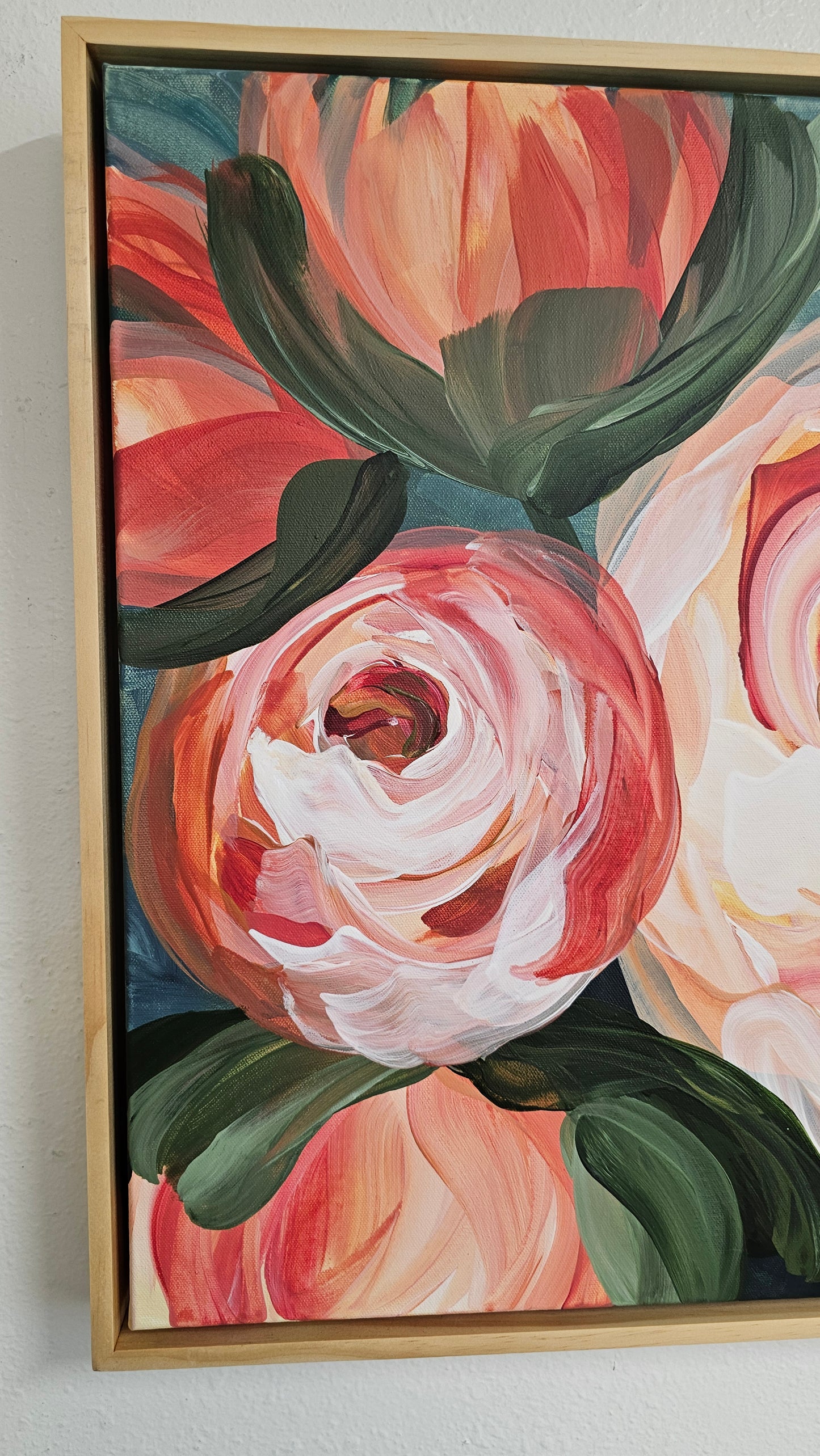 "Buds"#3 Rose Flower Painting by Zoe White _ Acrylic on canvas
