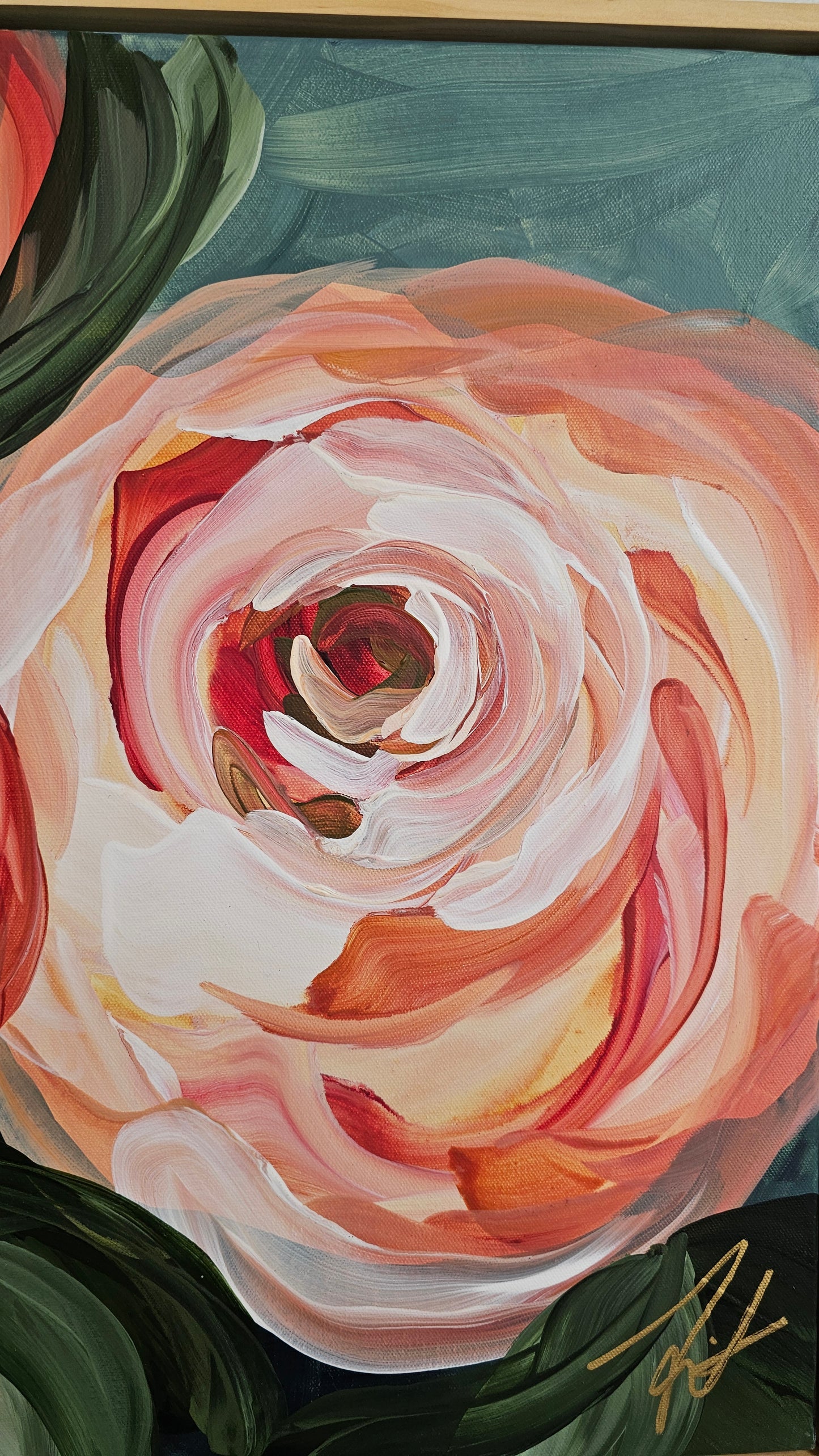 "Buds"#3 Rose Flower Painting by Zoe White _ Acrylic on canvas