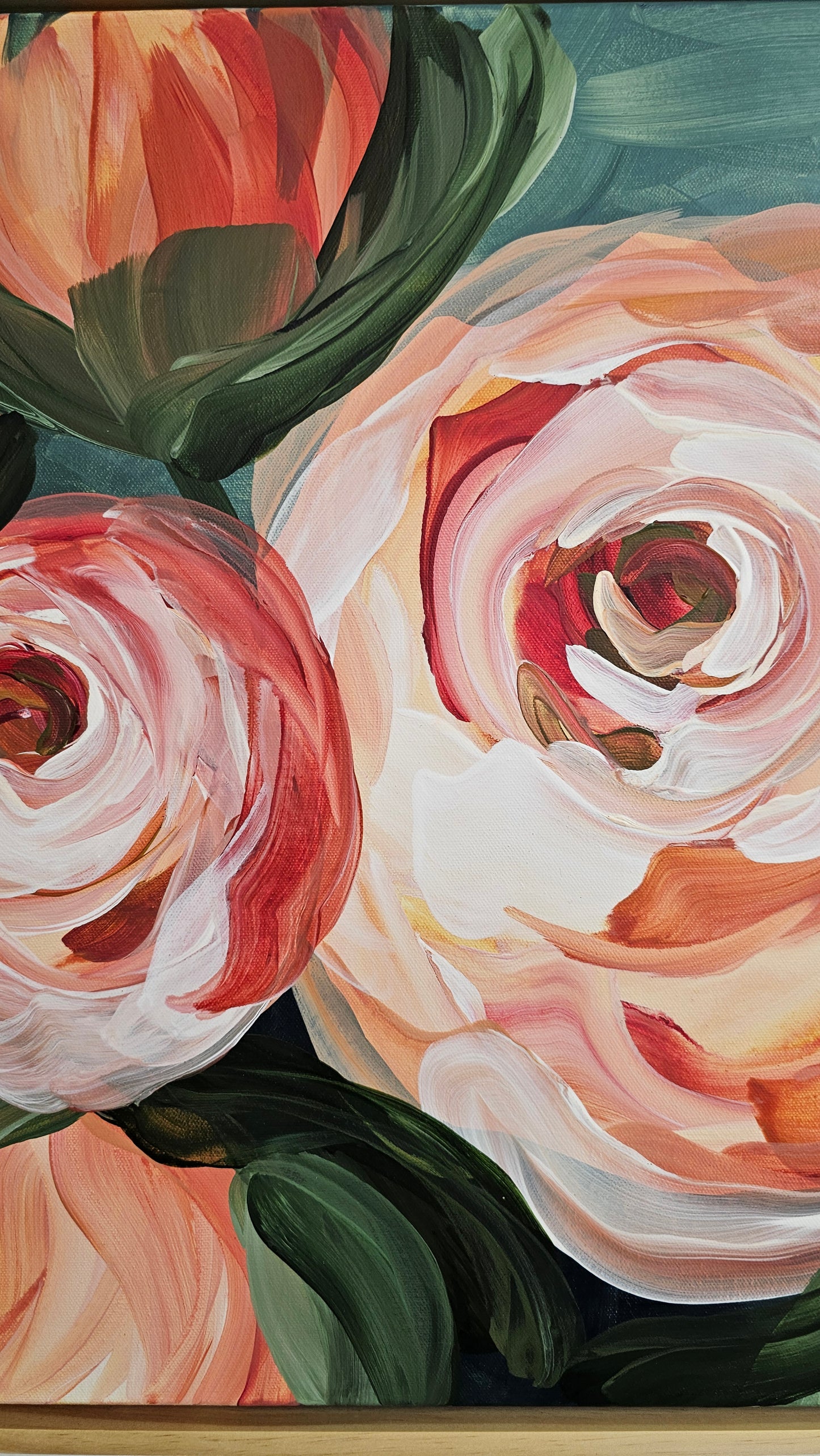 "Buds"#3 Rose Flower Painting by Zoe White _ Acrylic on canvas