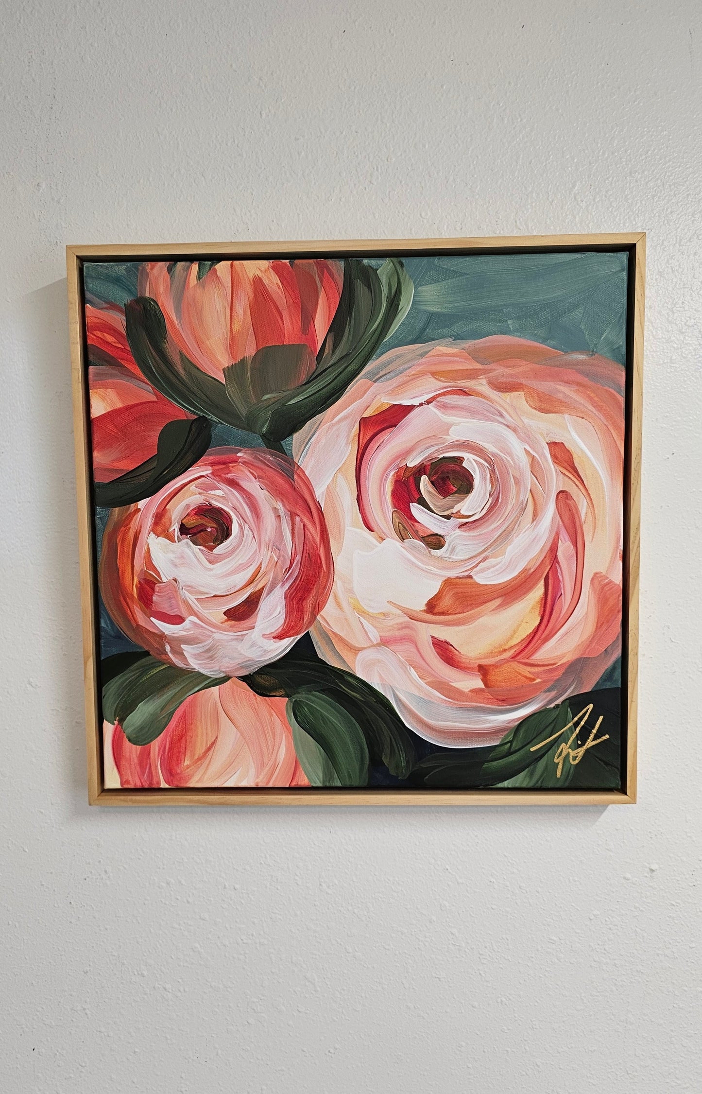"Buds"#3 Rose Flower Painting by Zoe White _ Acrylic on canvas