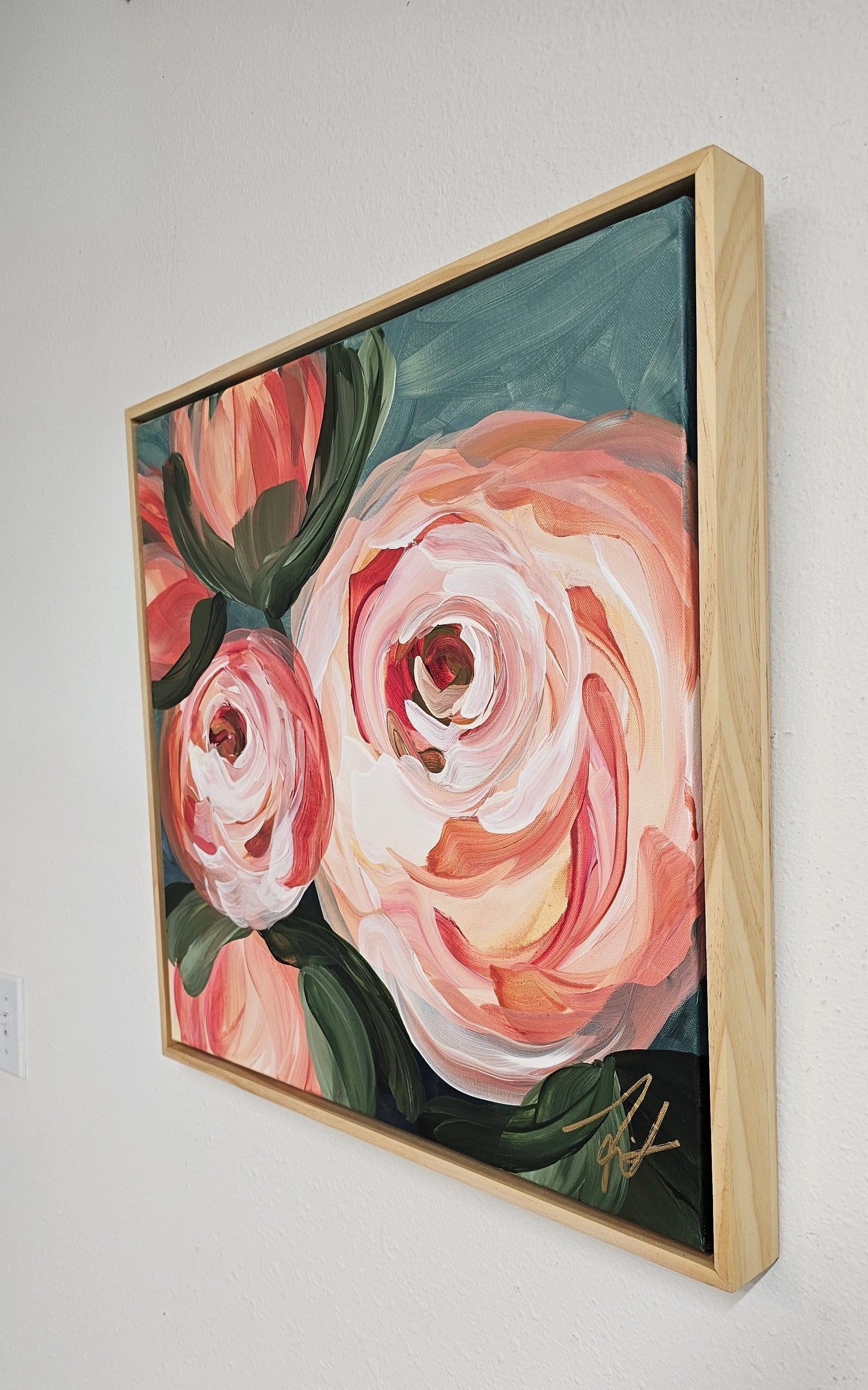 "Buds"#3 Rose Flower Painting by Zoe White _ Acrylic on canvas