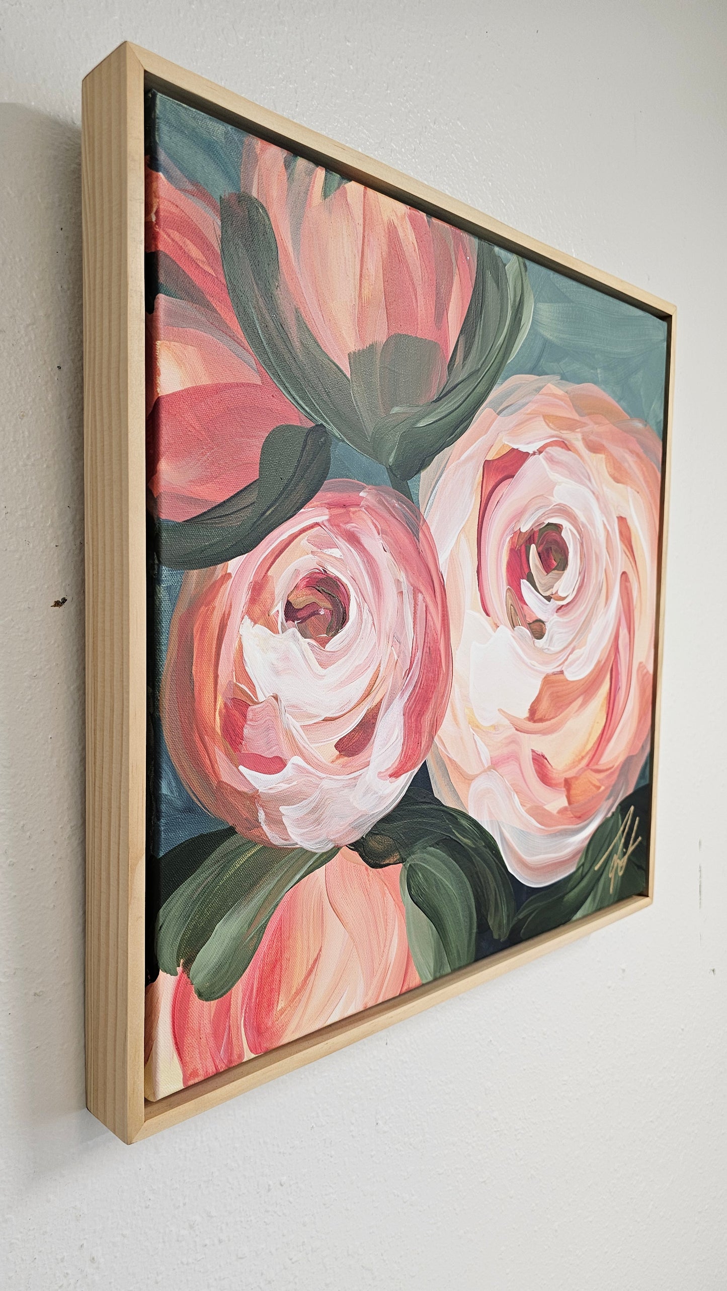 "Buds"#3 Rose Flower Painting by Zoe White _ Acrylic on canvas