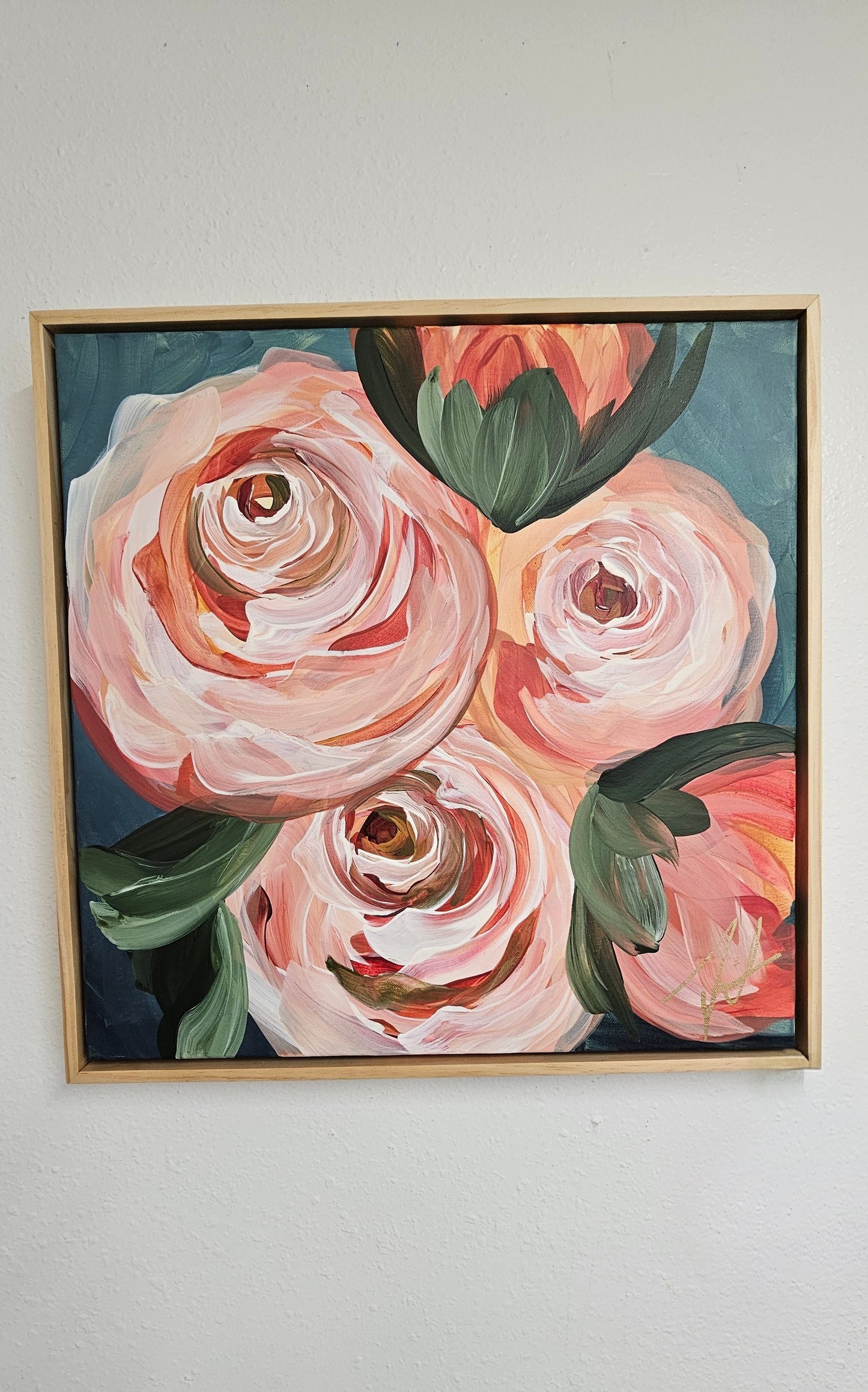 "Buds"#4 Rose Flower Painting by Zoe White _ Acrylic on canvas