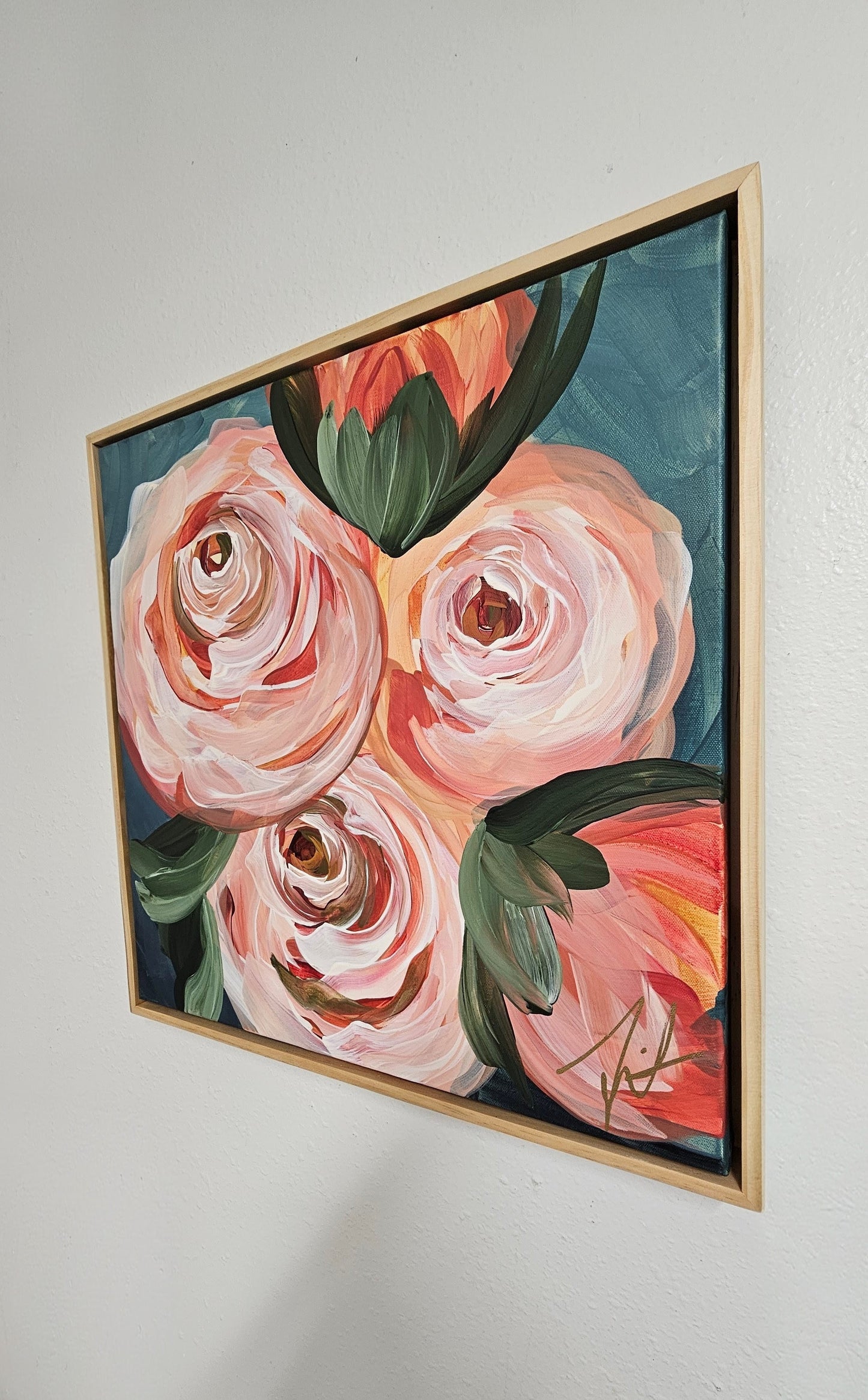 "Buds"#4 Rose Flower Painting by Zoe White _ Acrylic on canvas