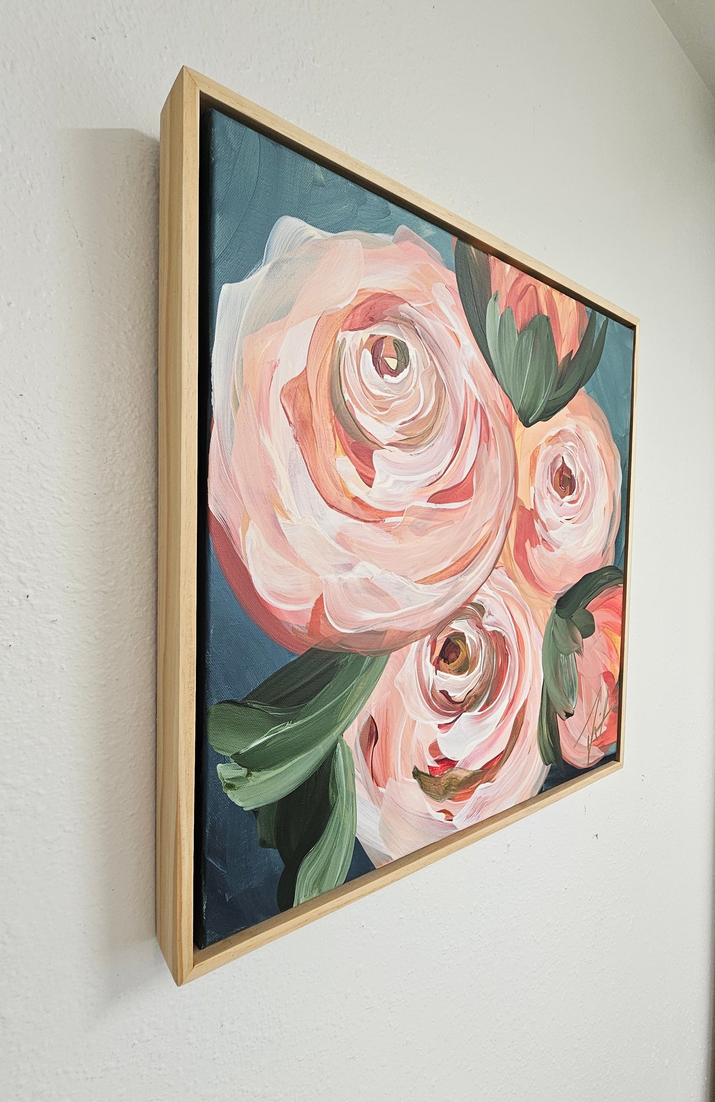 "Buds"#4 Rose Flower Painting by Zoe White _ Acrylic on canvas