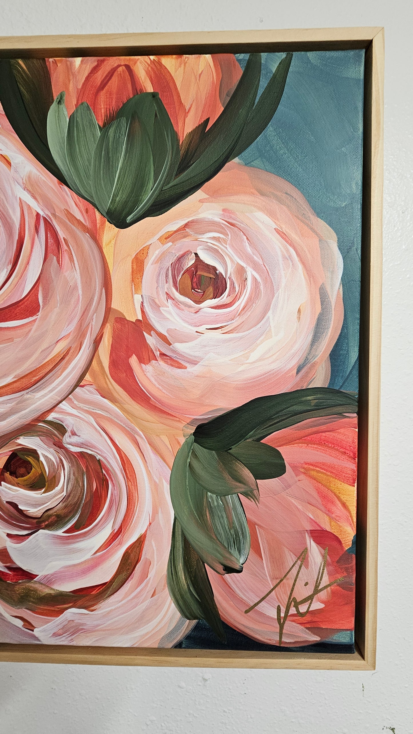 "Buds"#4 Rose Flower Painting by Zoe White _ Acrylic on canvas