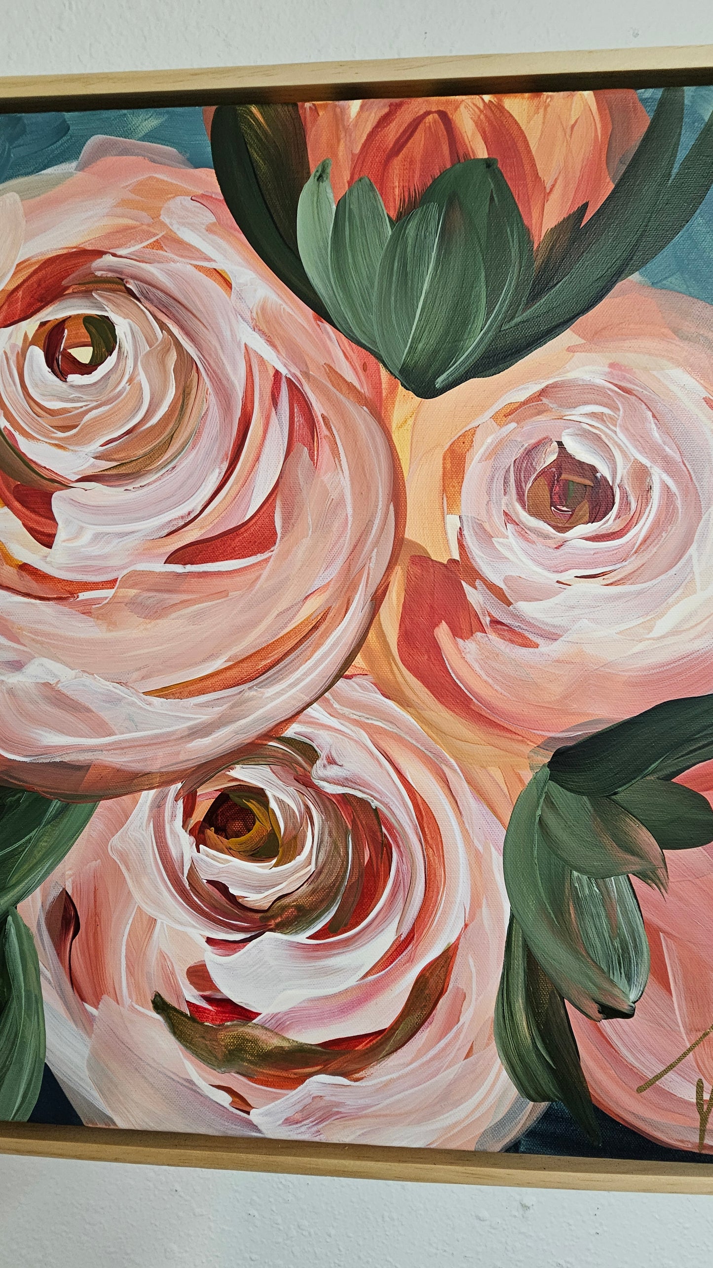 "Buds"#4 Rose Flower Painting by Zoe White _ Acrylic on canvas