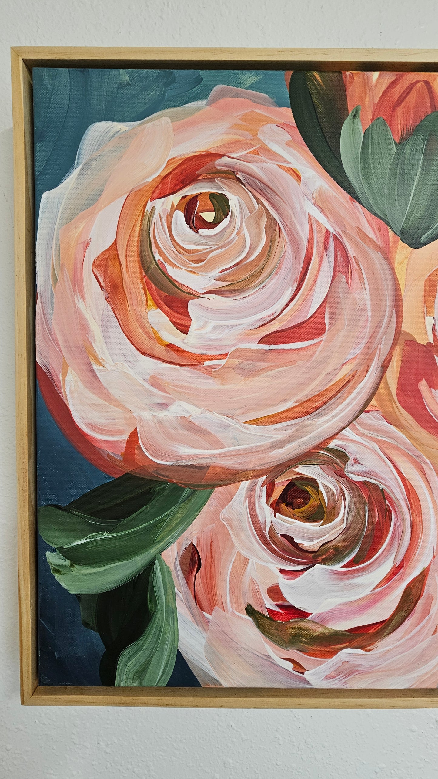 "Buds"#4 Rose Flower Painting by Zoe White _ Acrylic on canvas