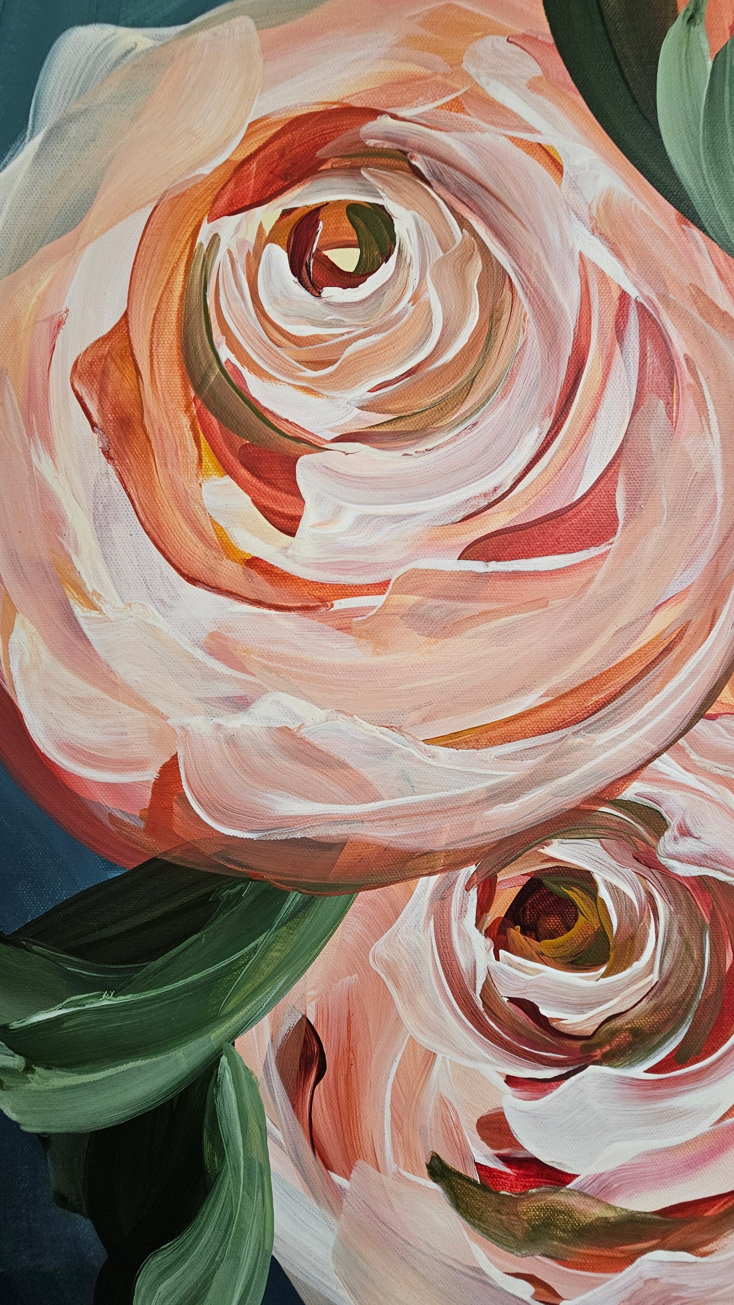 "Buds"#4 Rose Flower Painting by Zoe White _ Acrylic on canvas