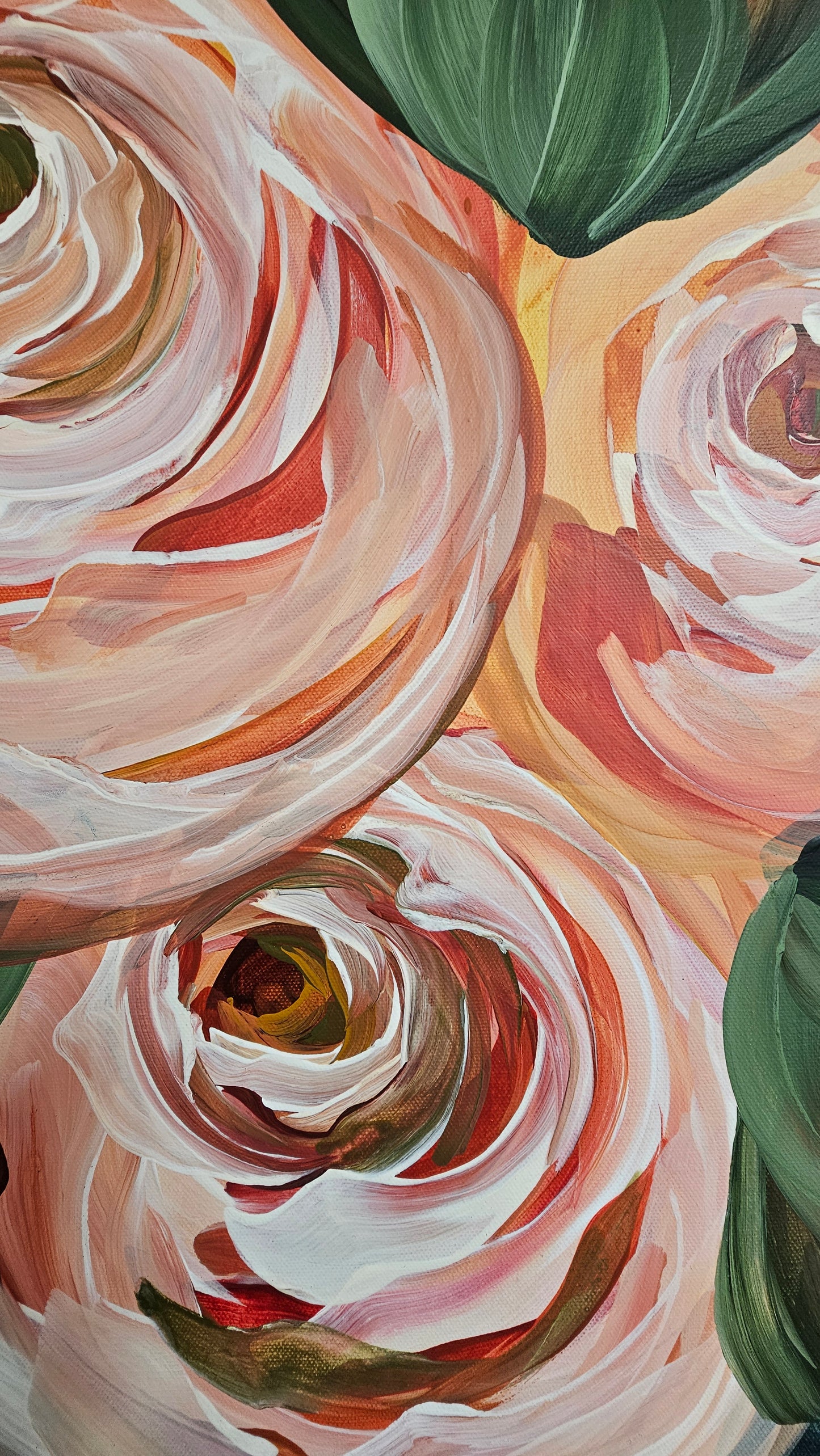 "Buds"#4 Rose Flower Painting by Zoe White _ Acrylic on canvas
