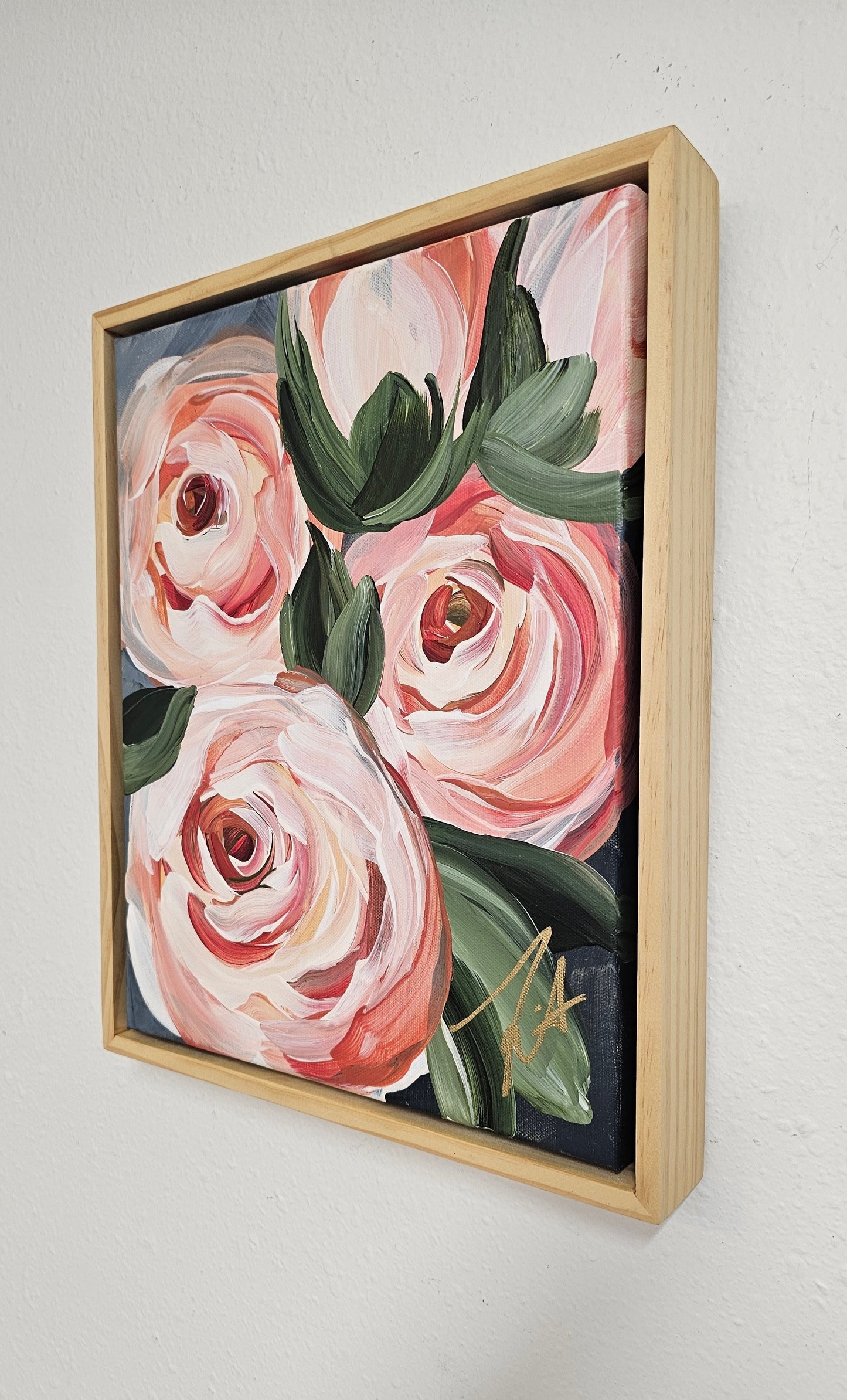 "Buds of Light" Rose Flower Painting by Zoe White _ Acrylic on canvas
