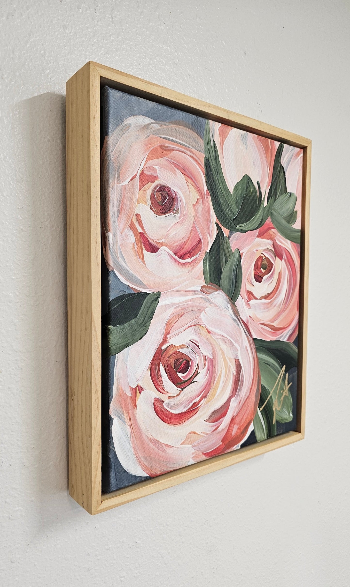 "Buds of Light" Rose Flower Painting by Zoe White _ Acrylic on canvas