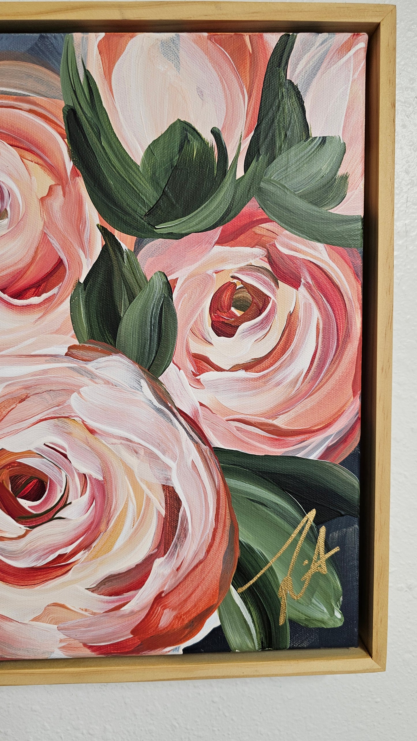 "Buds of Light" Rose Flower Painting by Zoe White _ Acrylic on canvas