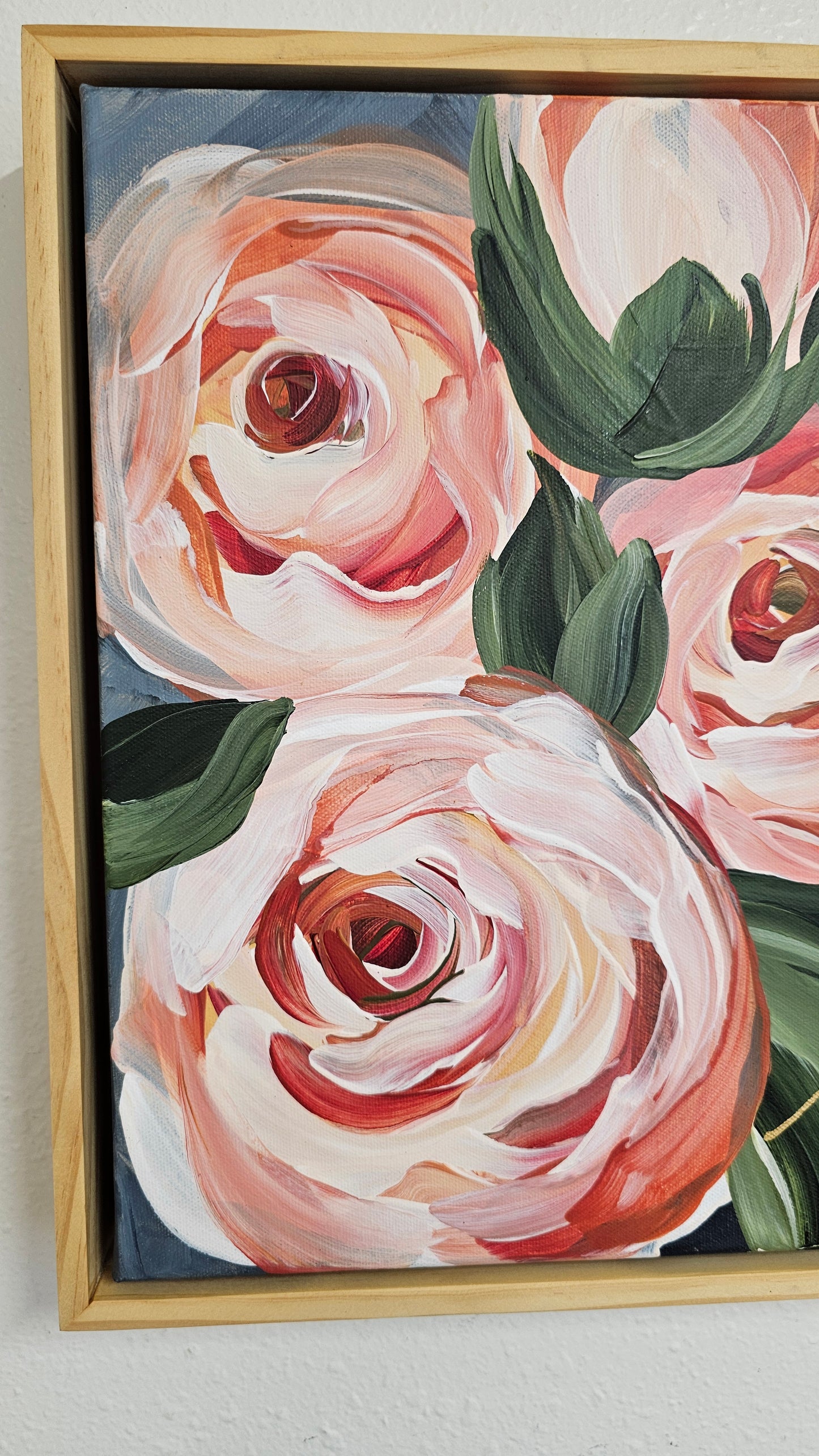 "Buds of Light" Rose Flower Painting by Zoe White _ Acrylic on canvas