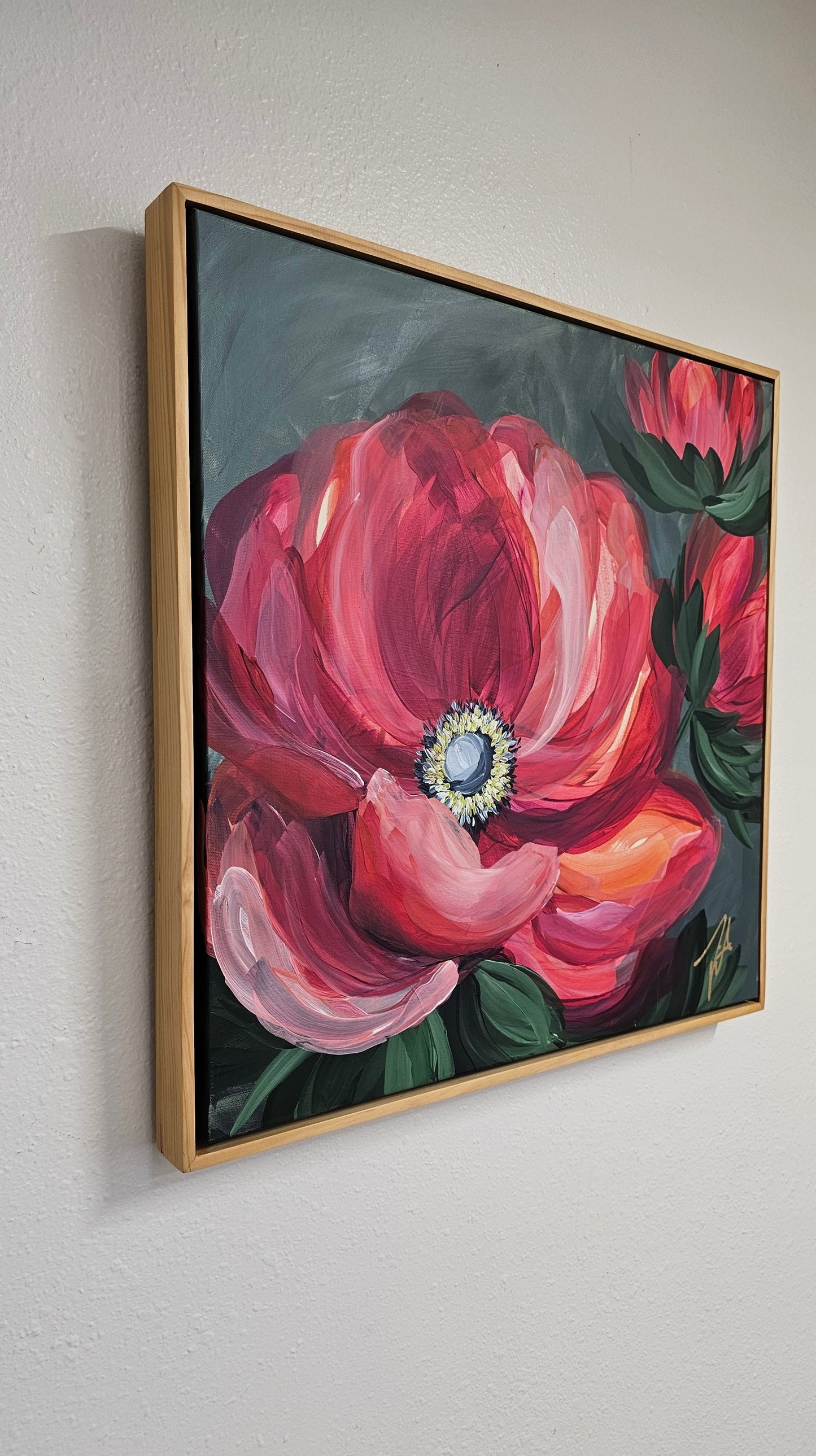 "Burn Bright" #1 _  Anemone Flower Painting by Zoe White _ Acrylic on canvas