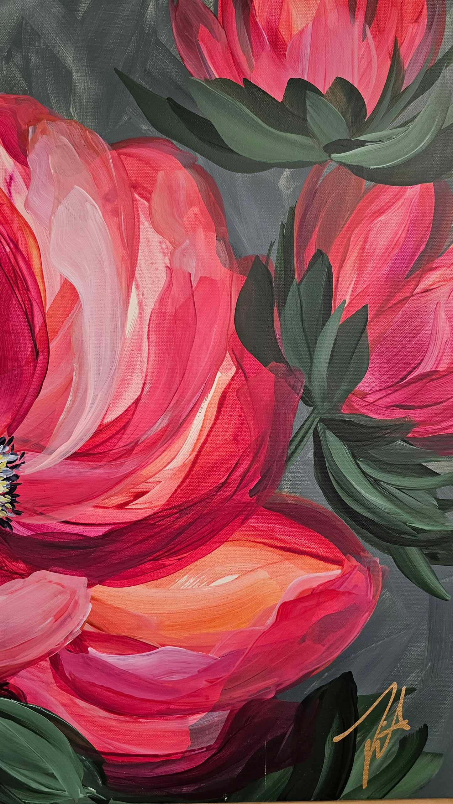 "Burn Bright" #1 _  Anemone Flower Painting by Zoe White _ Acrylic on canvas