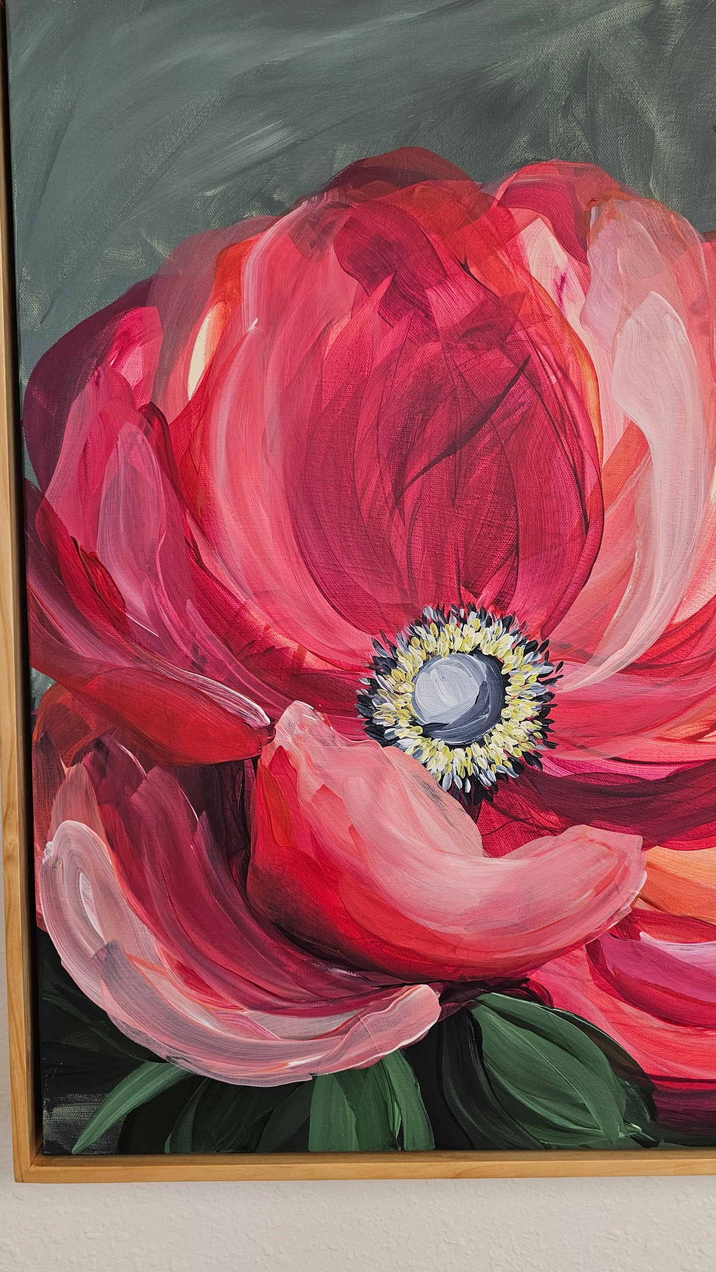 "Burn Bright" #1 _  Anemone Flower Painting by Zoe White _ Acrylic on canvas