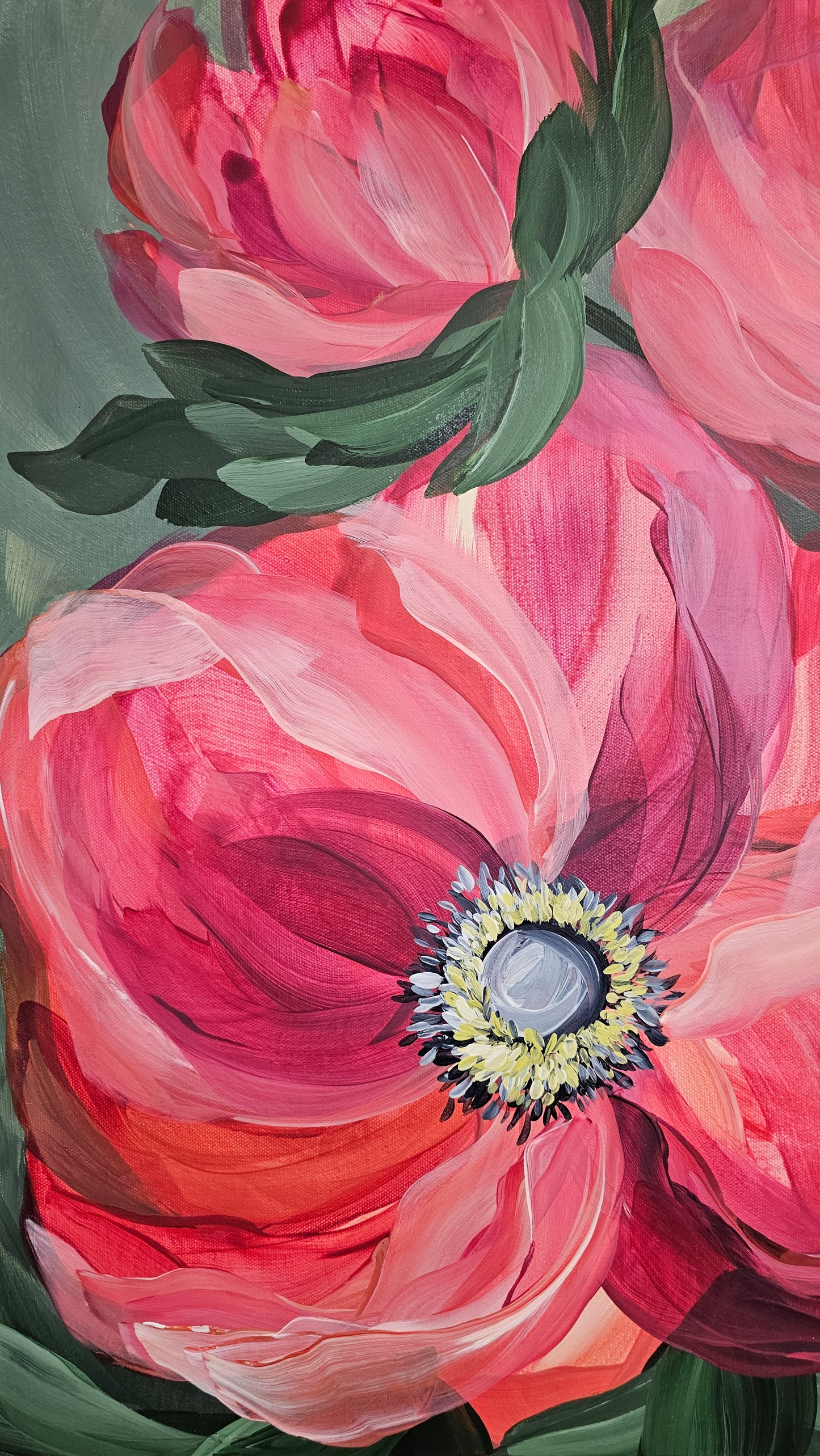 "Burn Bright" #2 _  Anemone Flower Painting by Zoe White _ Acrylic on canvas