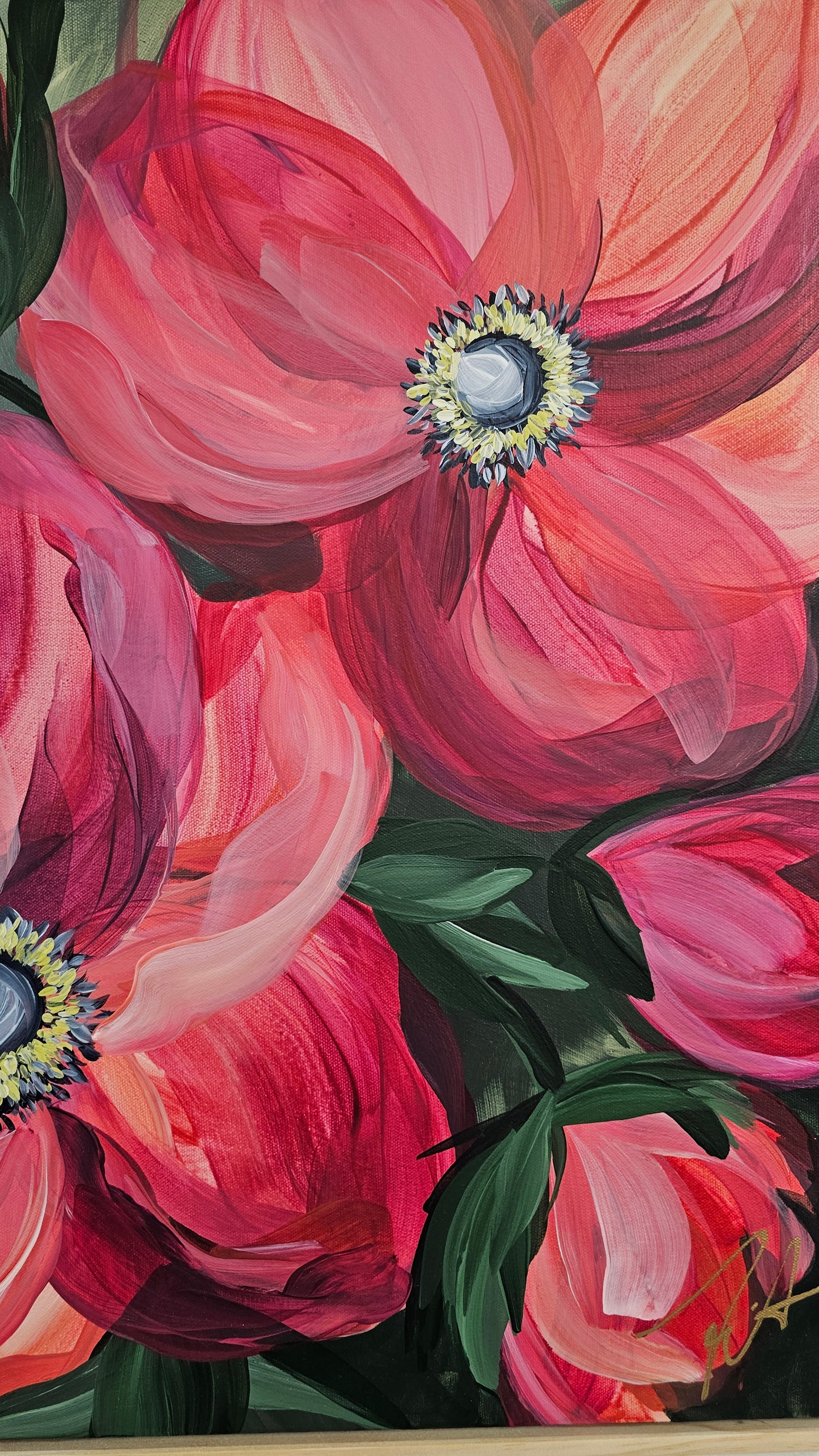 "Burn Bright" #2 _  Anemone Flower Painting by Zoe White _ Acrylic on canvas