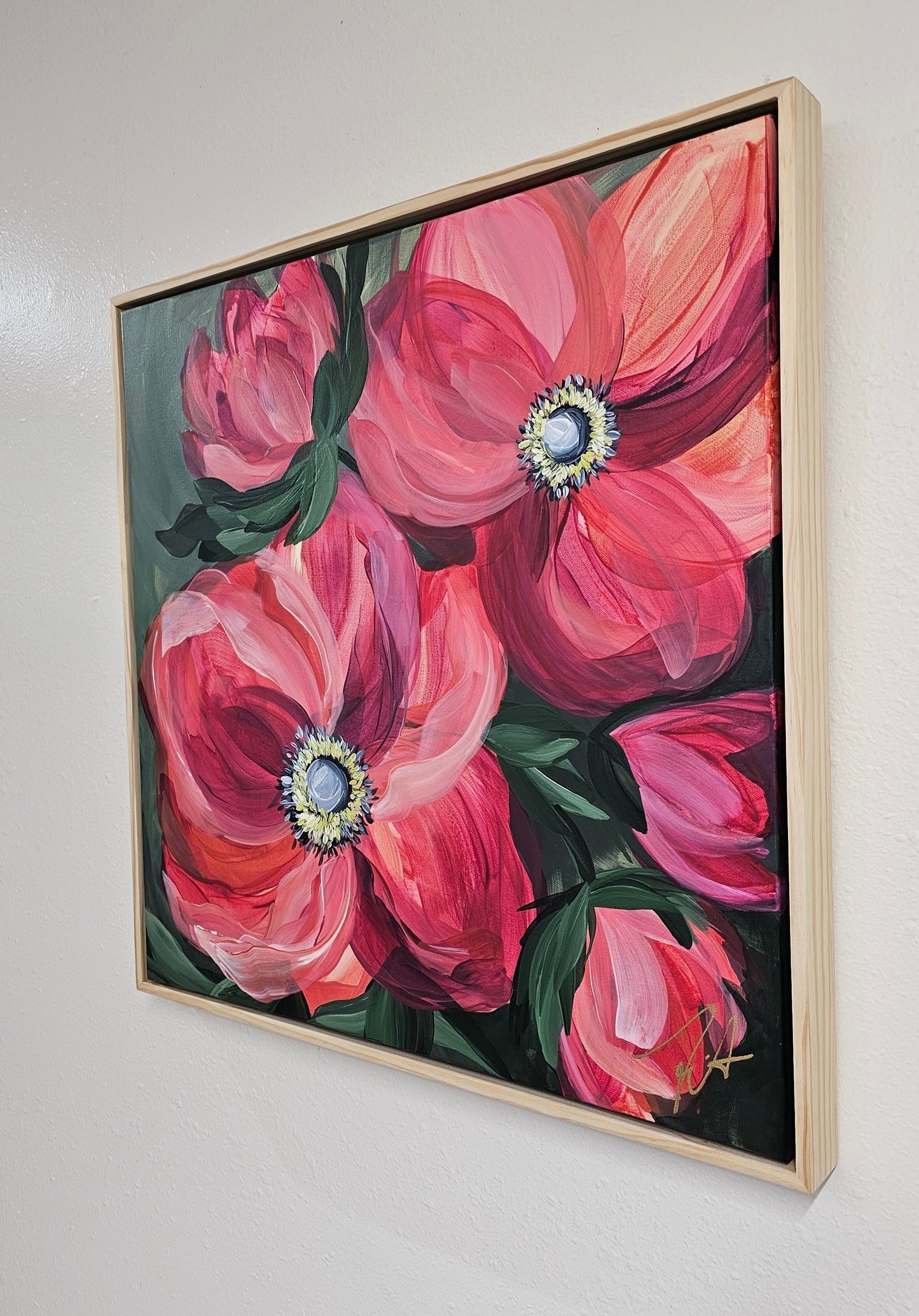 "Burn Bright" #2 _  Anemone Flower Painting by Zoe White _ Acrylic on canvas