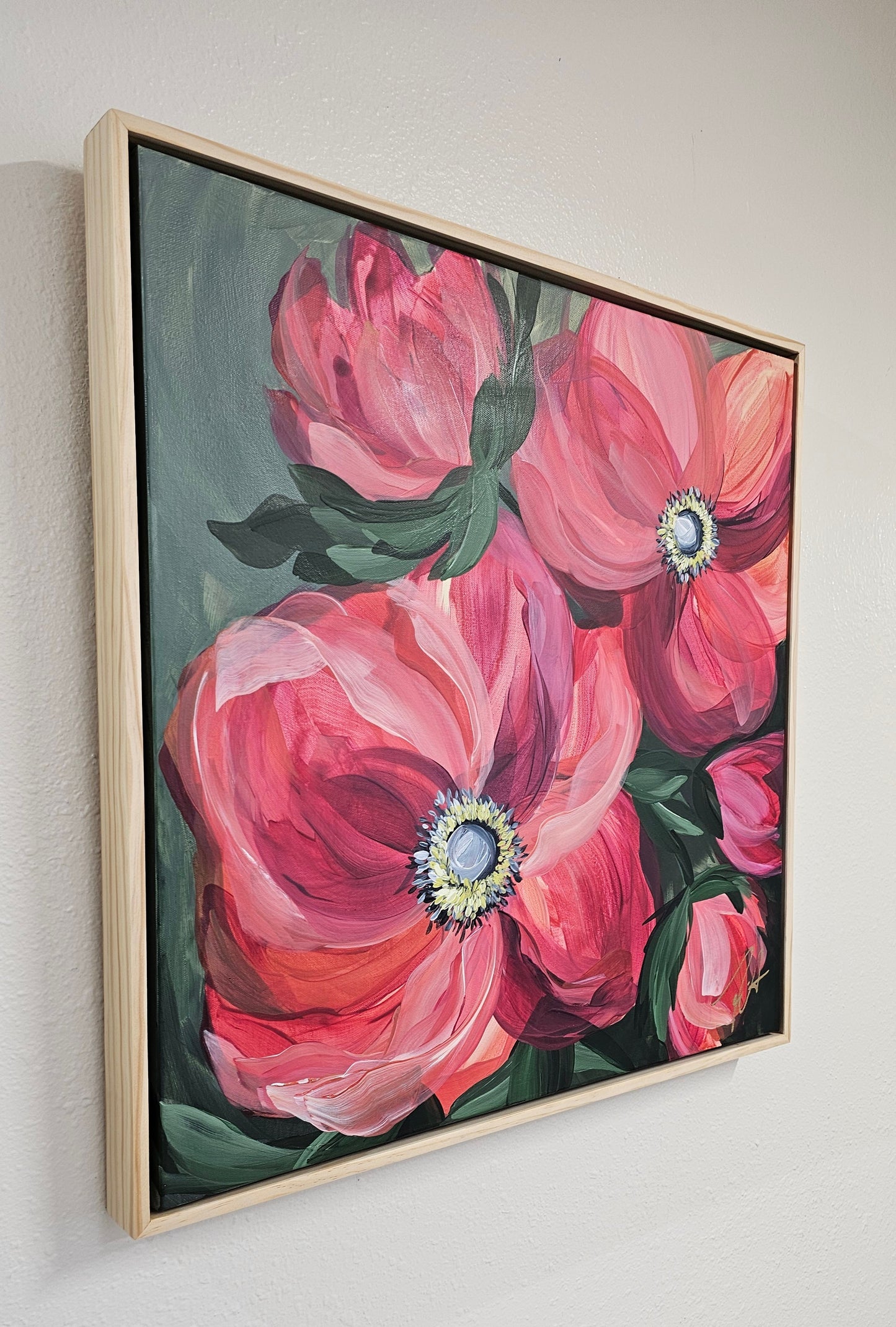 "Burn Bright" #2 _  Anemone Flower Painting by Zoe White _ Acrylic on canvas