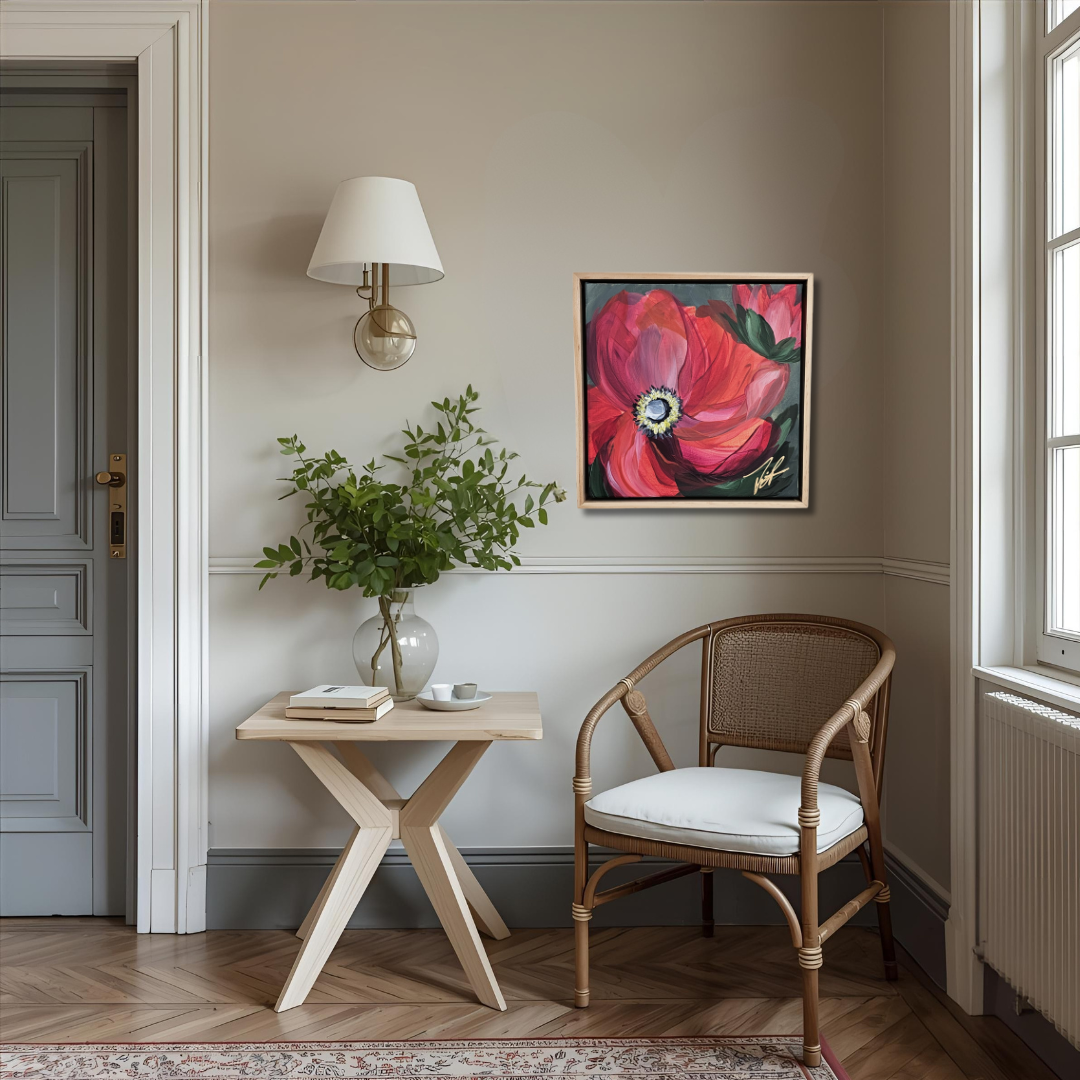 "Burn Bright" #3 _ Anemone Flower Painting by Zoe White _ Acrylic on canvas