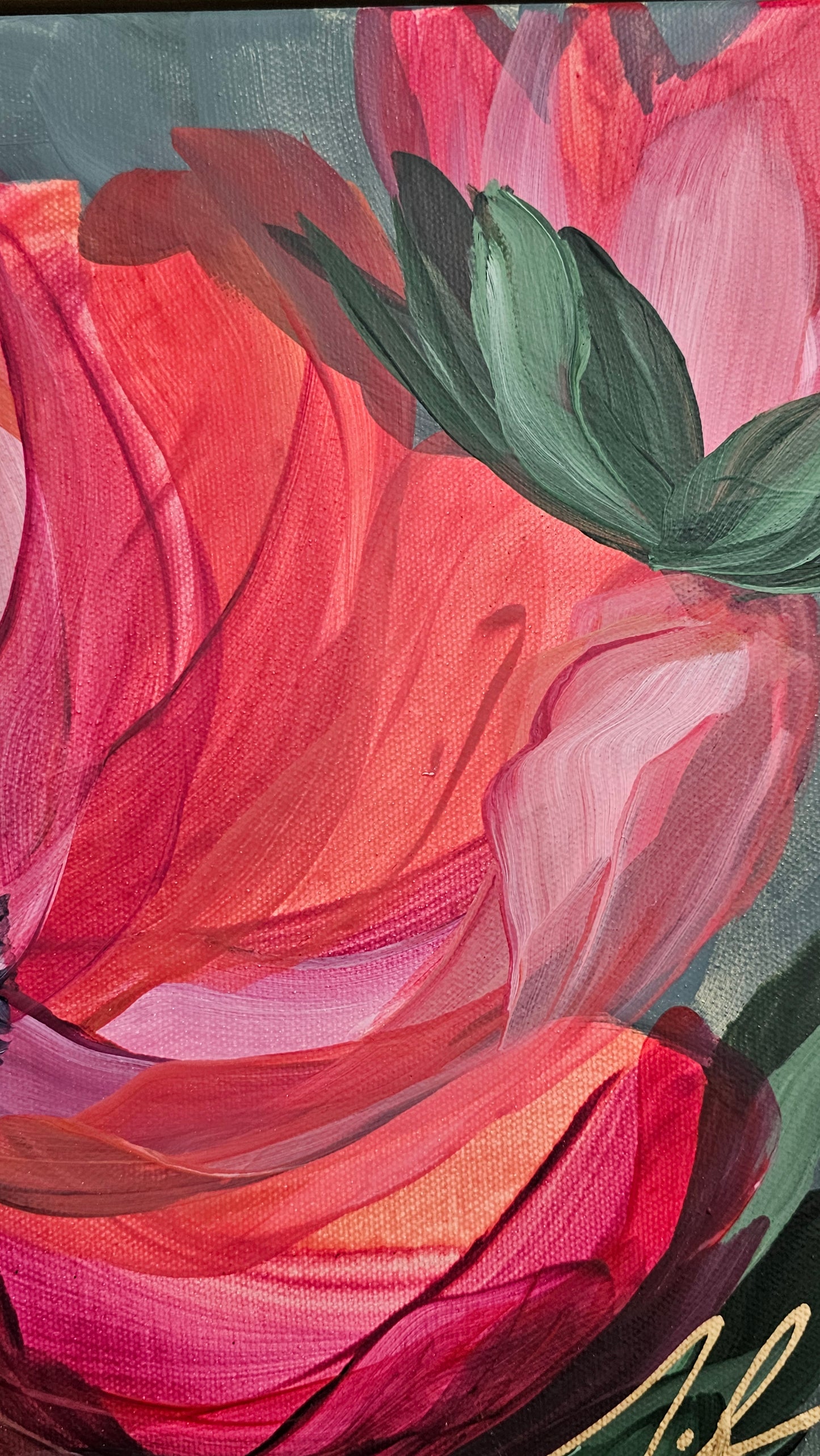 "Burn Bright" #3 _ Anemone Flower Painting by Zoe White _ Acrylic on canvas