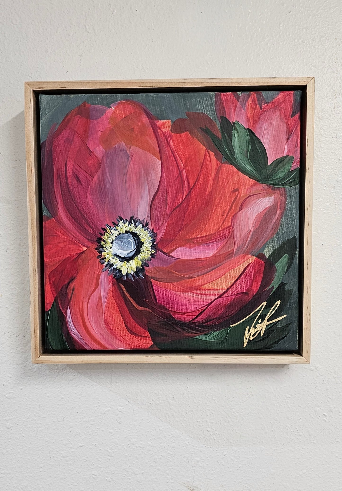 "Burn Bright" #3 _ Anemone Flower Painting by Zoe White _ Acrylic on canvas