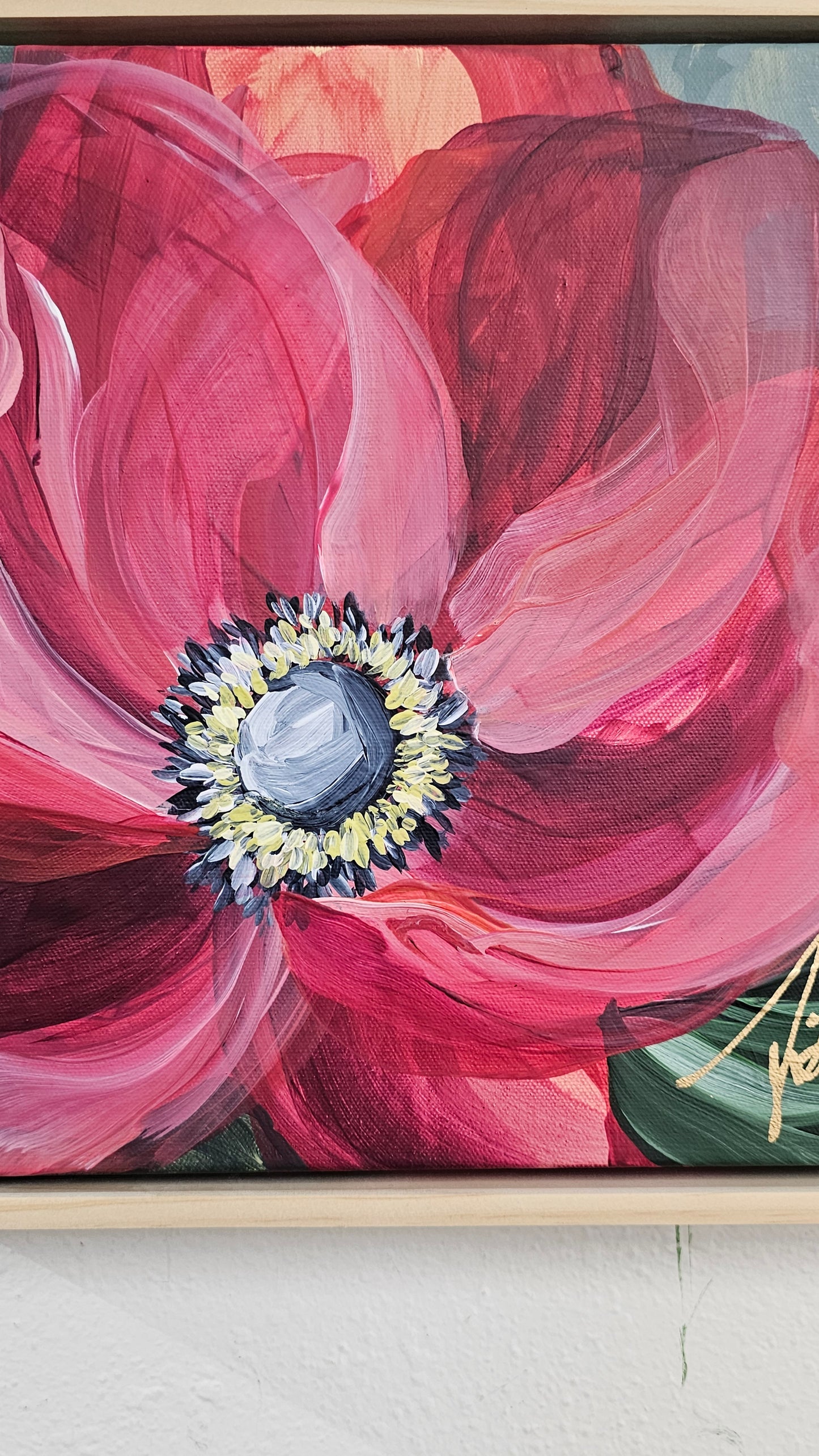 "Burn Bright" #4 _ Anemone Flower Painting by Zoe White _ Acrylic on canvas