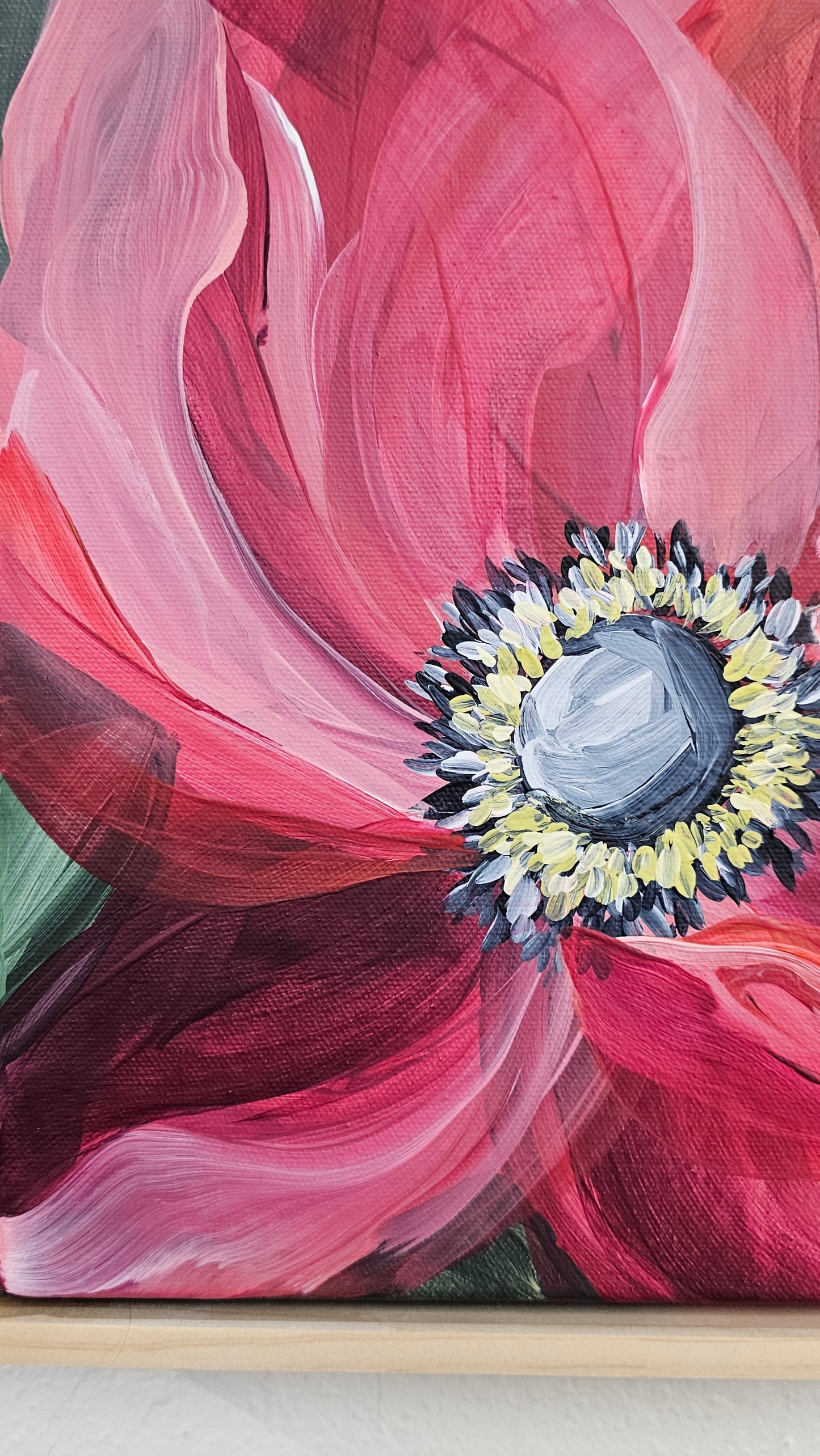 "Burn Bright" #4 _ Anemone Flower Painting by Zoe White _ Acrylic on canvas