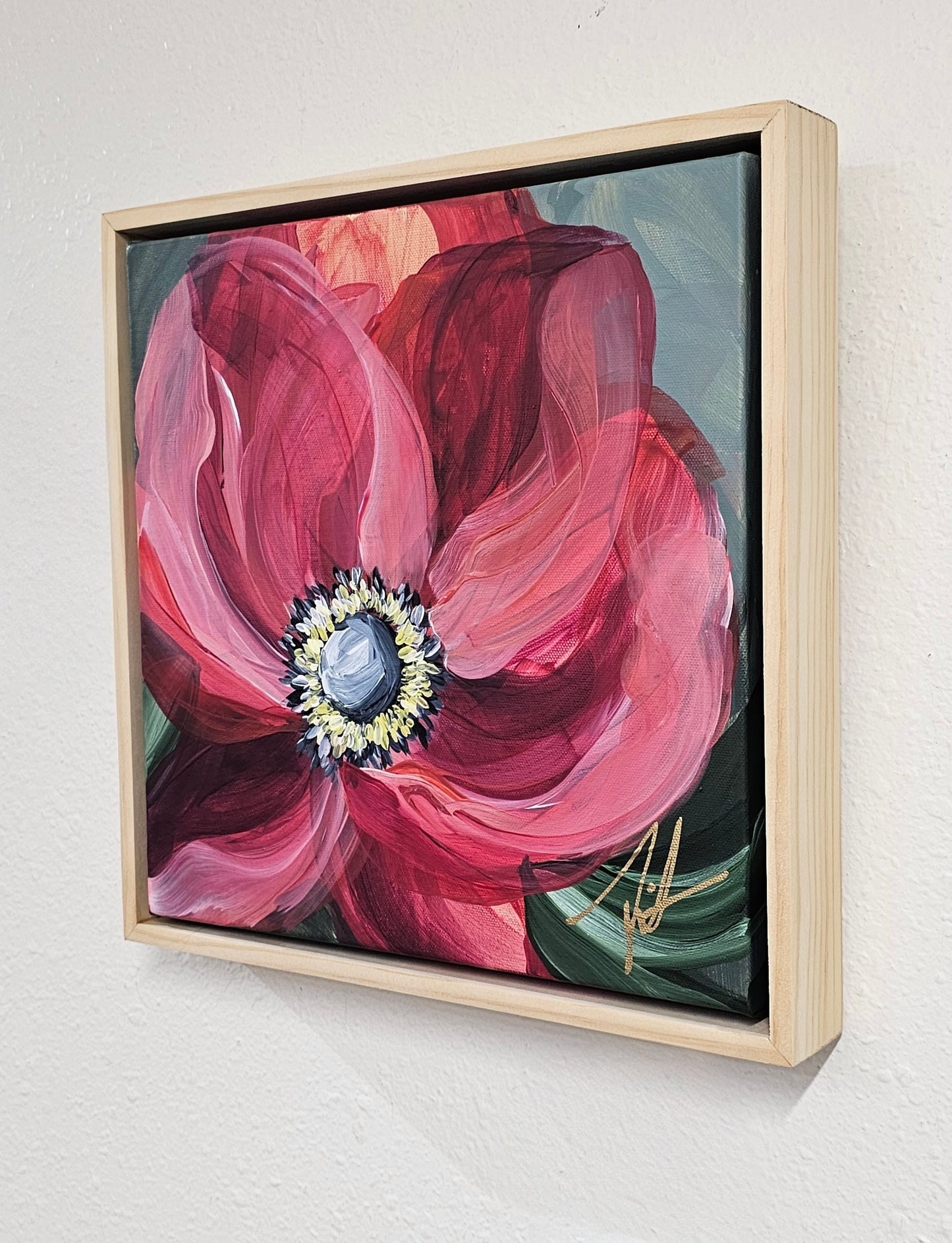 "Burn Bright" #4 _ Anemone Flower Painting by Zoe White _ Acrylic on canvas
