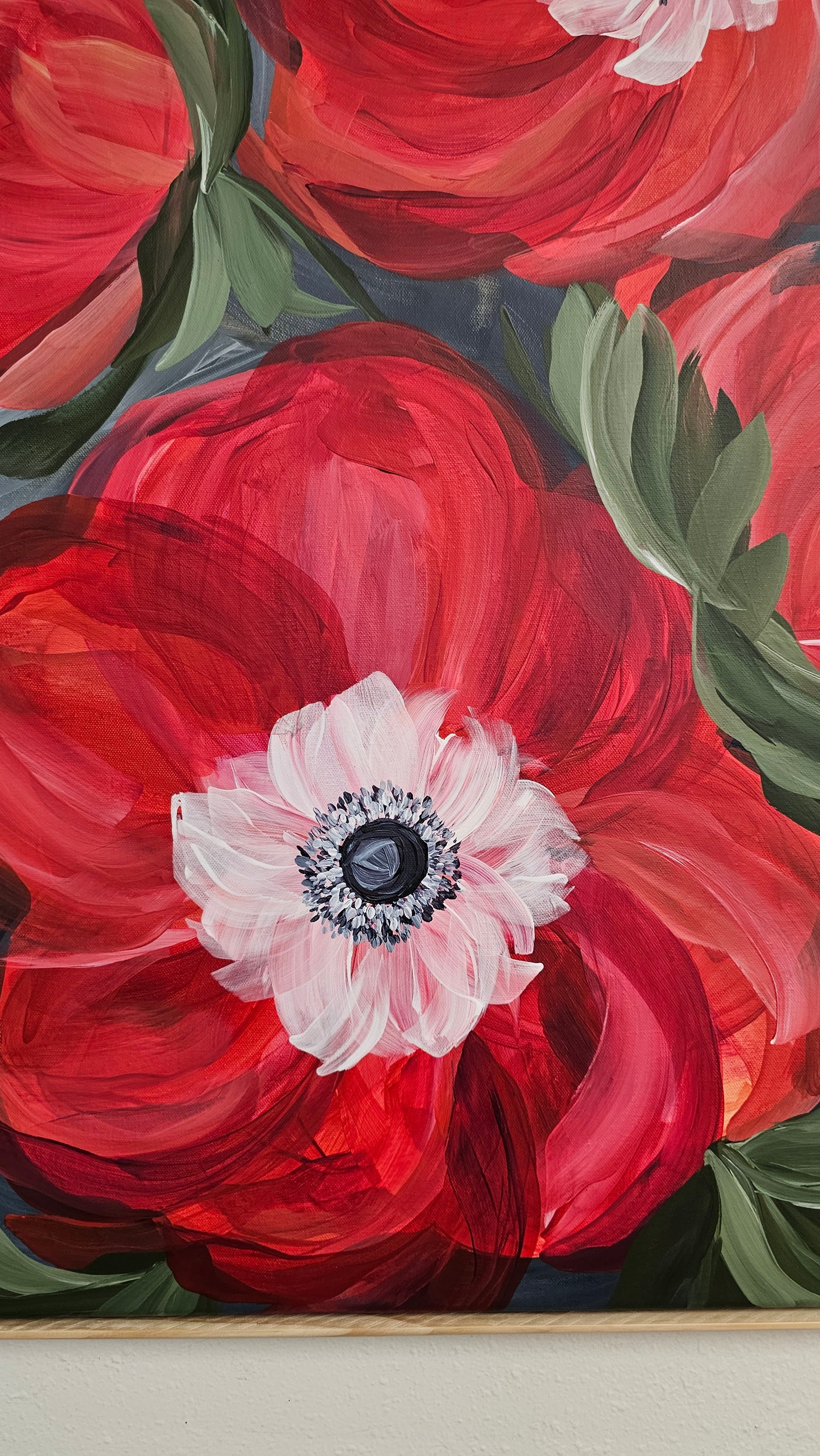 "Burn Bright" 5 _ Anemone Flower Painting by Zoe White _ Acrylic on canvas
