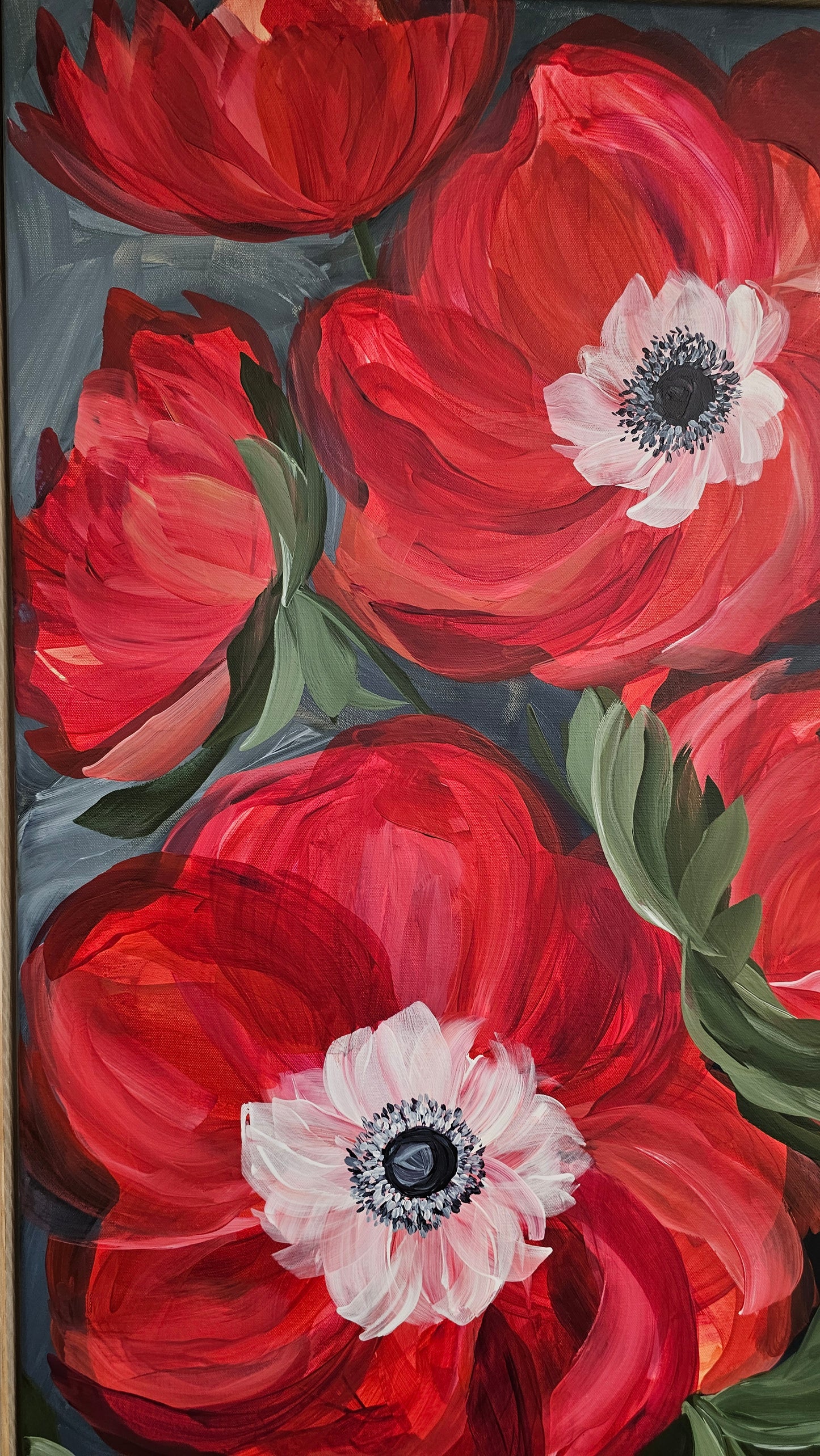 "Burn Bright" 5 _ Anemone Flower Painting by Zoe White _ Acrylic on canvas
