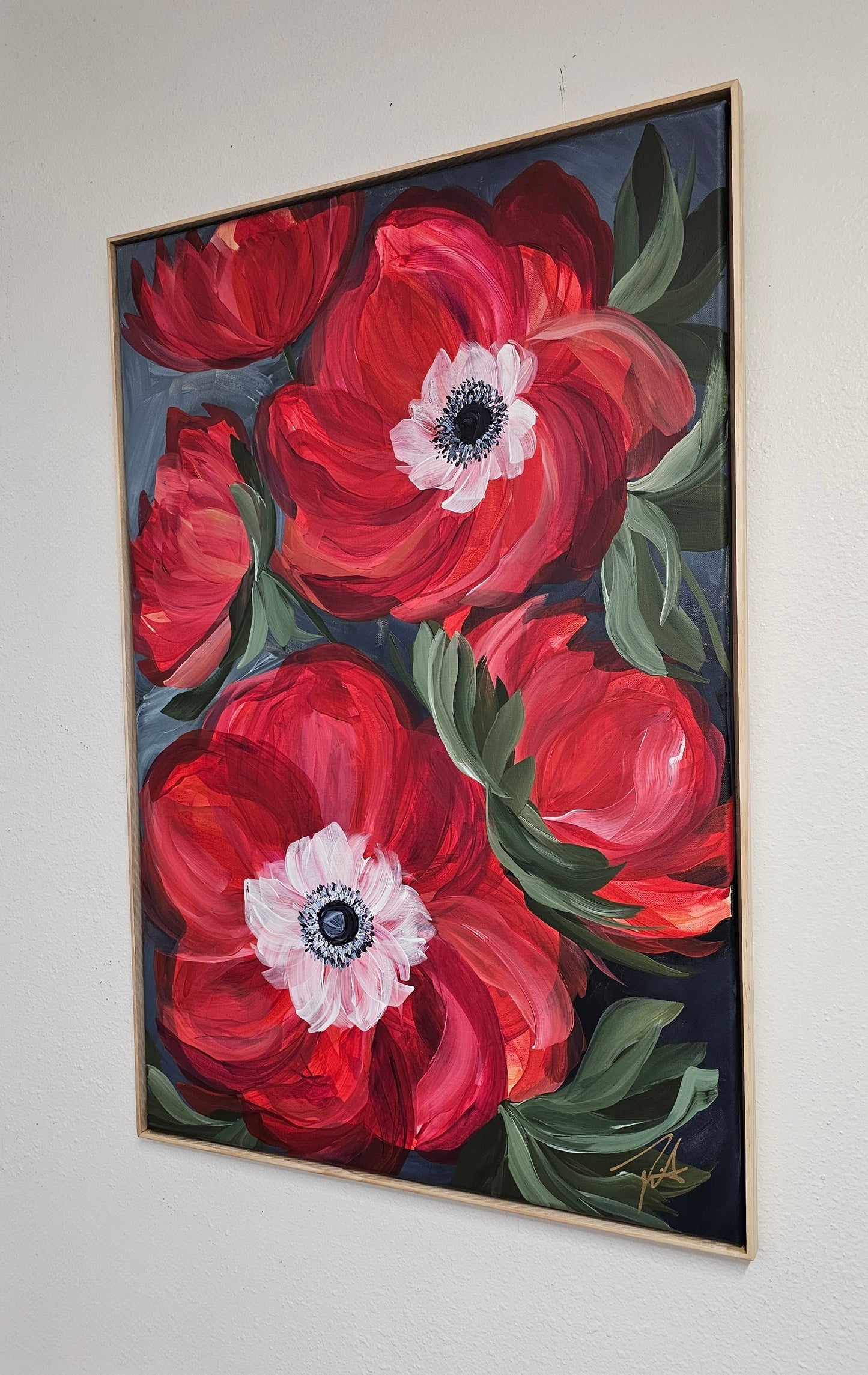 "Burn Bright" 5 _ Anemone Flower Painting by Zoe White _ Acrylic on canvas