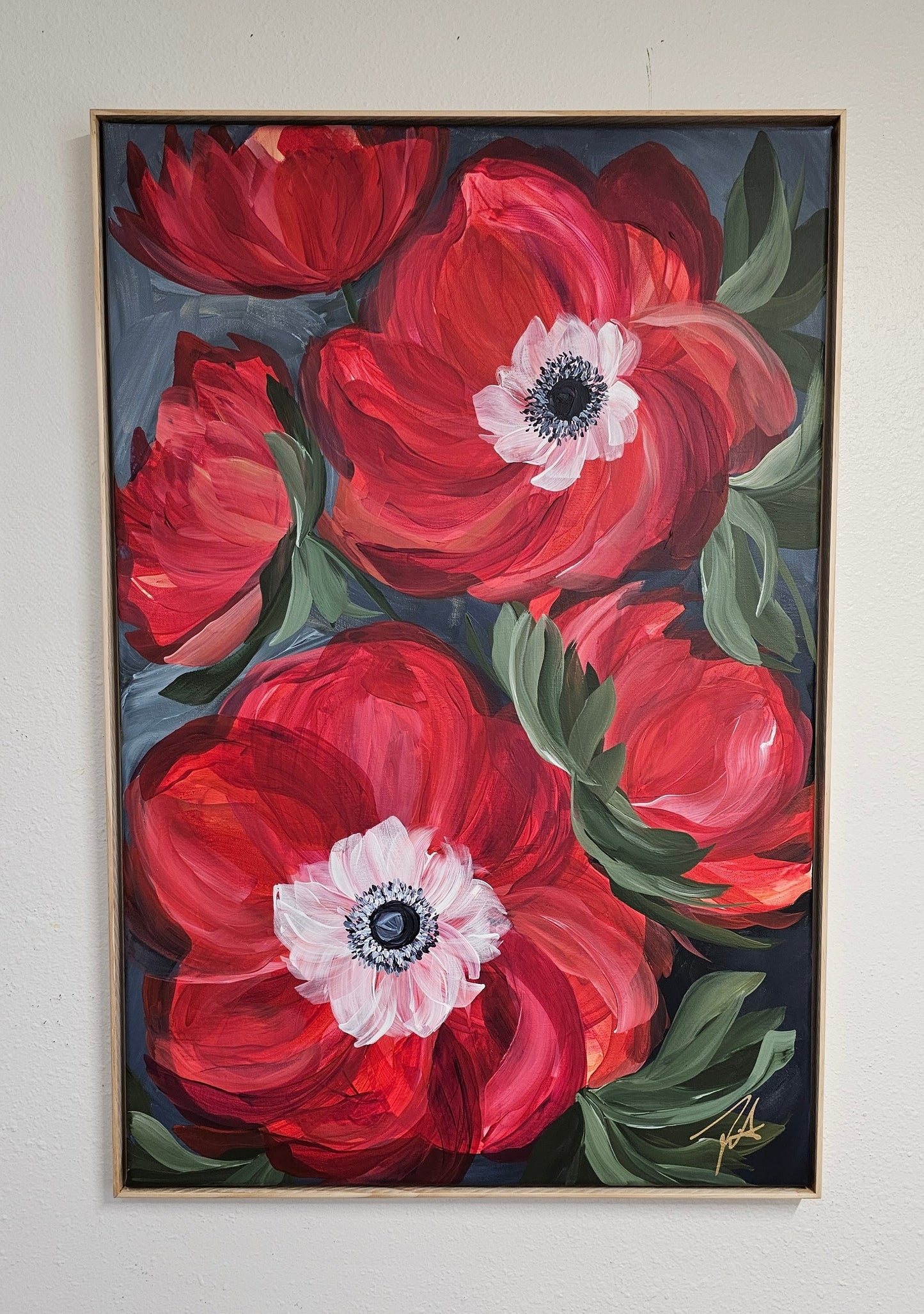 "Burn Bright" 5 _ Anemone Flower Painting by Zoe White _ Acrylic on canvas