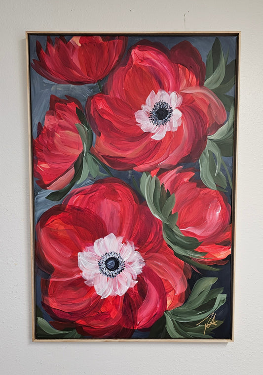 "Burn Bright" 5 _ Anemone Flower Painting by Zoe White _ Acrylic on canvas