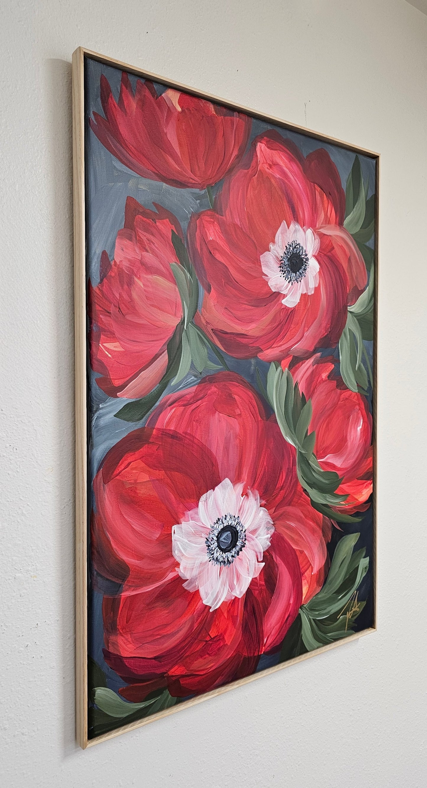 "Burn Bright" 5 _ Anemone Flower Painting by Zoe White _ Acrylic on canvas