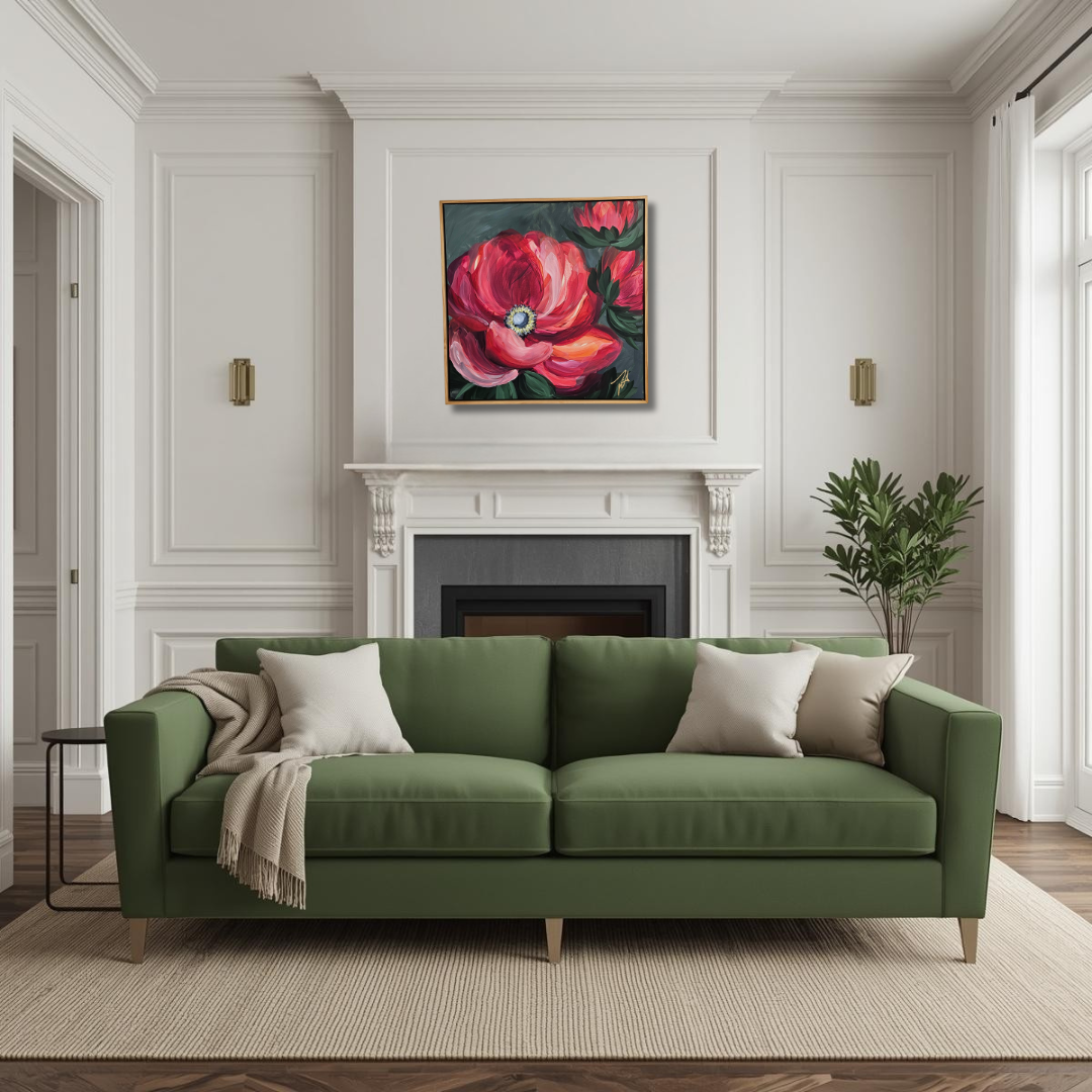 "Burn Bright" #1 _  Anemone Flower Painting by Zoe White _ Acrylic on canvas