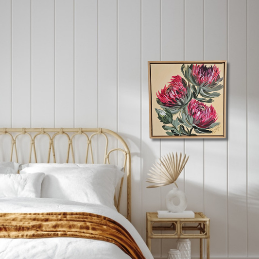 "Transformation" #5  Protea Flower Painting by Zoe White _ Acrylic on canvas