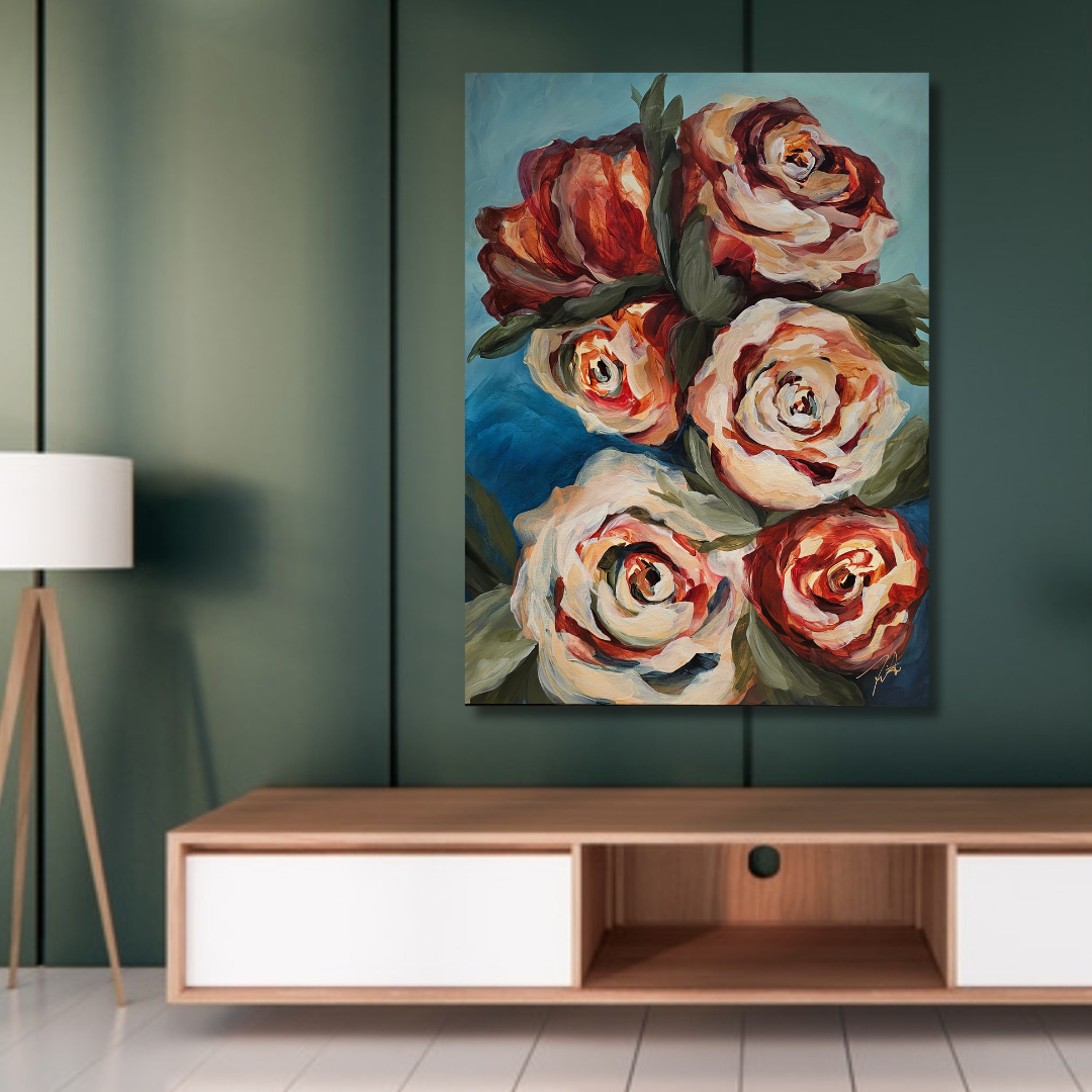 Flourish _ Rose Flower Painting by Zoe White _ Acrylic on canvas