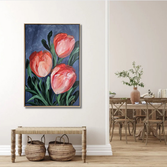 Embrace _ Tulip Flower Painting by Zoe White _ Acrylic on canvas