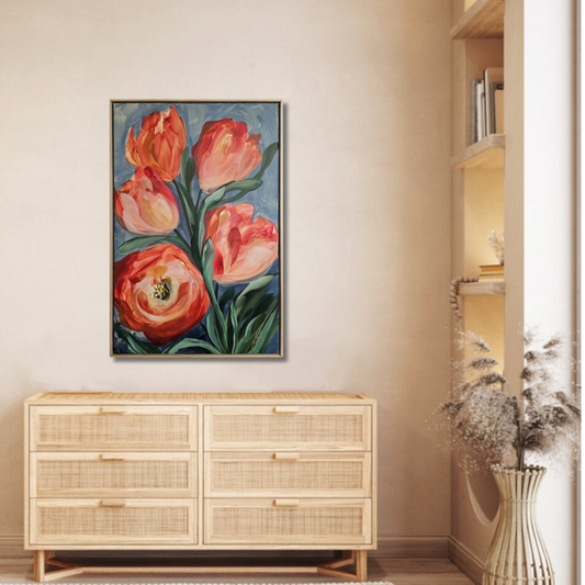 Embrace #1 _ Tulip Flower Painting by Zoe White _ Acrylic on canvas