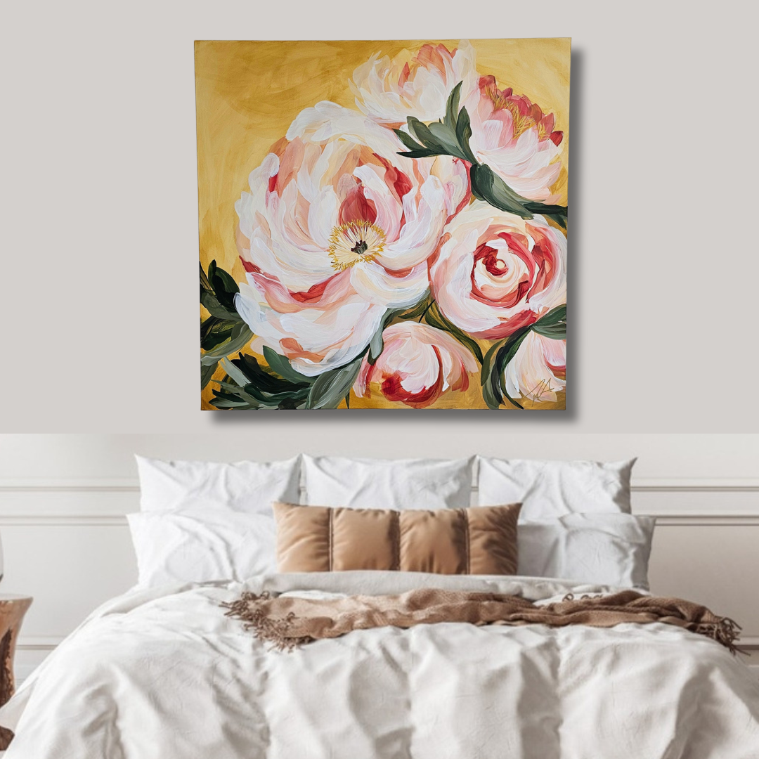 Beloved #6 _ Peony Flower Painting by Zoe White _ Acrylic on canvas