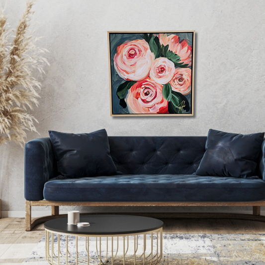 "Buds"#1 Rose Flower Painting by Zoe White _ Acrylic on canvas
