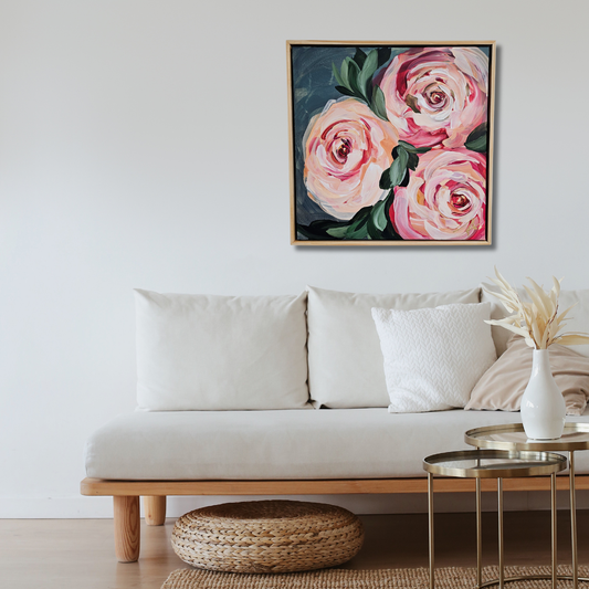 "Buds"#2 Rose Flower Painting by Zoe White _ Acrylic on canvas