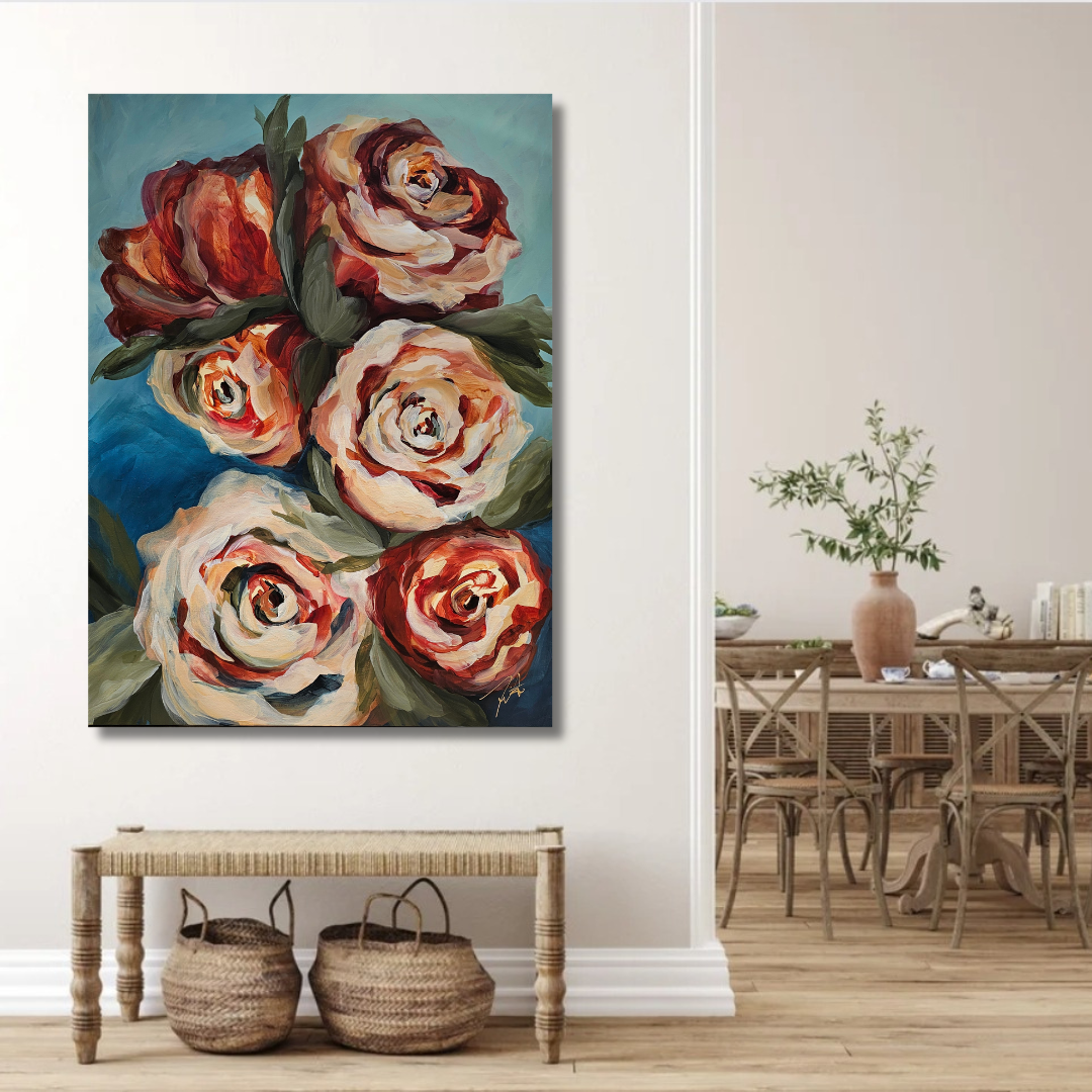 Flourish _ Rose Flower Painting by Zoe White _ Acrylic on canvas