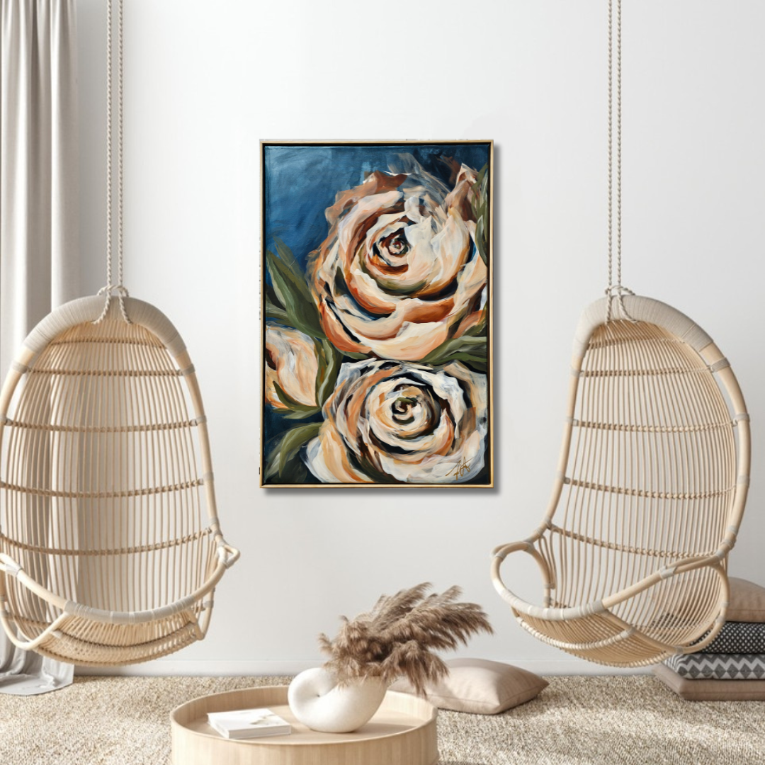 Heritage Collection #6 Rose Flower Painting by Zoe White _ Acrylic on canvas