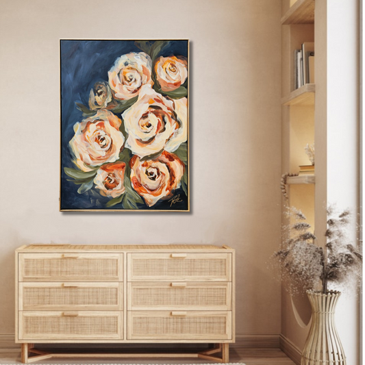 Bouquet of Dreams_ Rose Flower Painting by Zoe White _ Acrylic on canvas