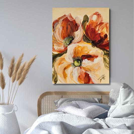 Future Awaits #1_ Poppy Flower Painting by Zoe White _ Acrylic on canvas